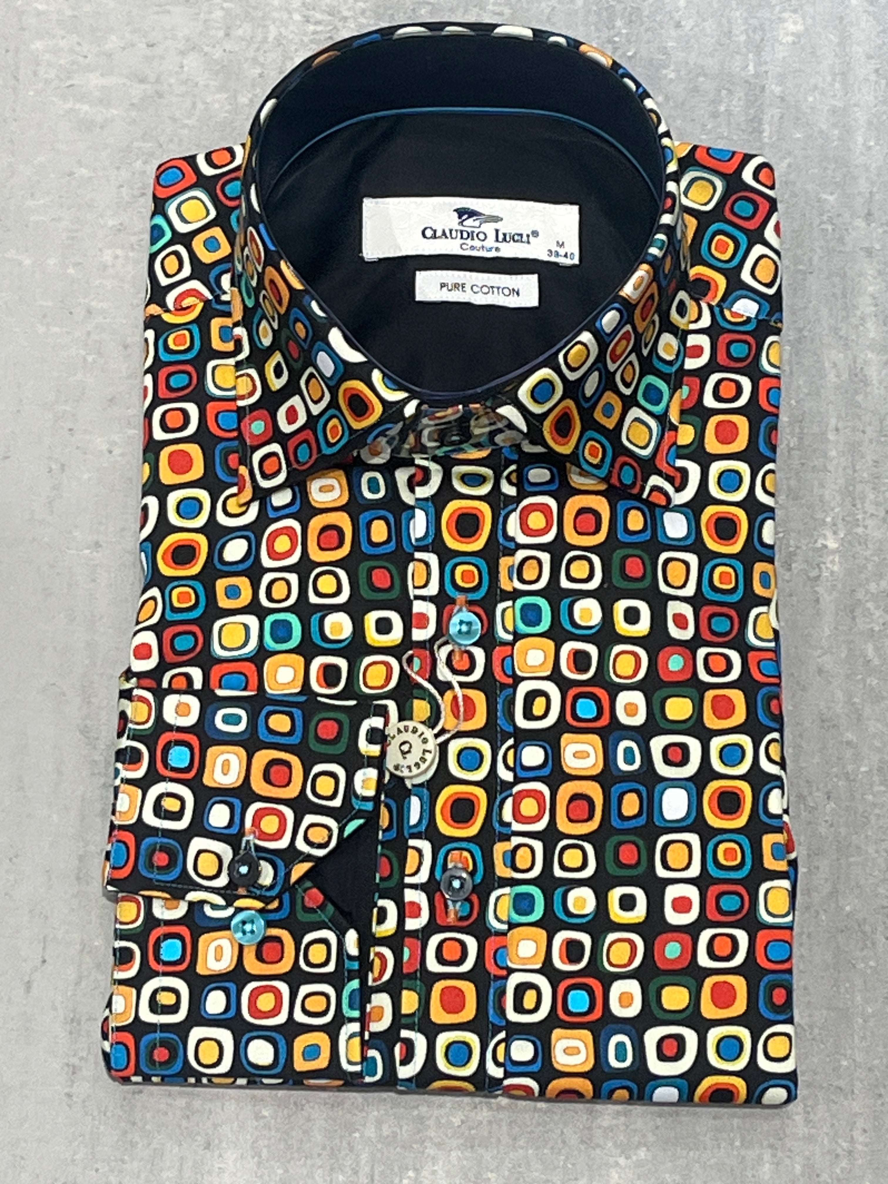 CLAUDIO LUGLI MULTI BLOCK SHIRT CP8034-BLACK