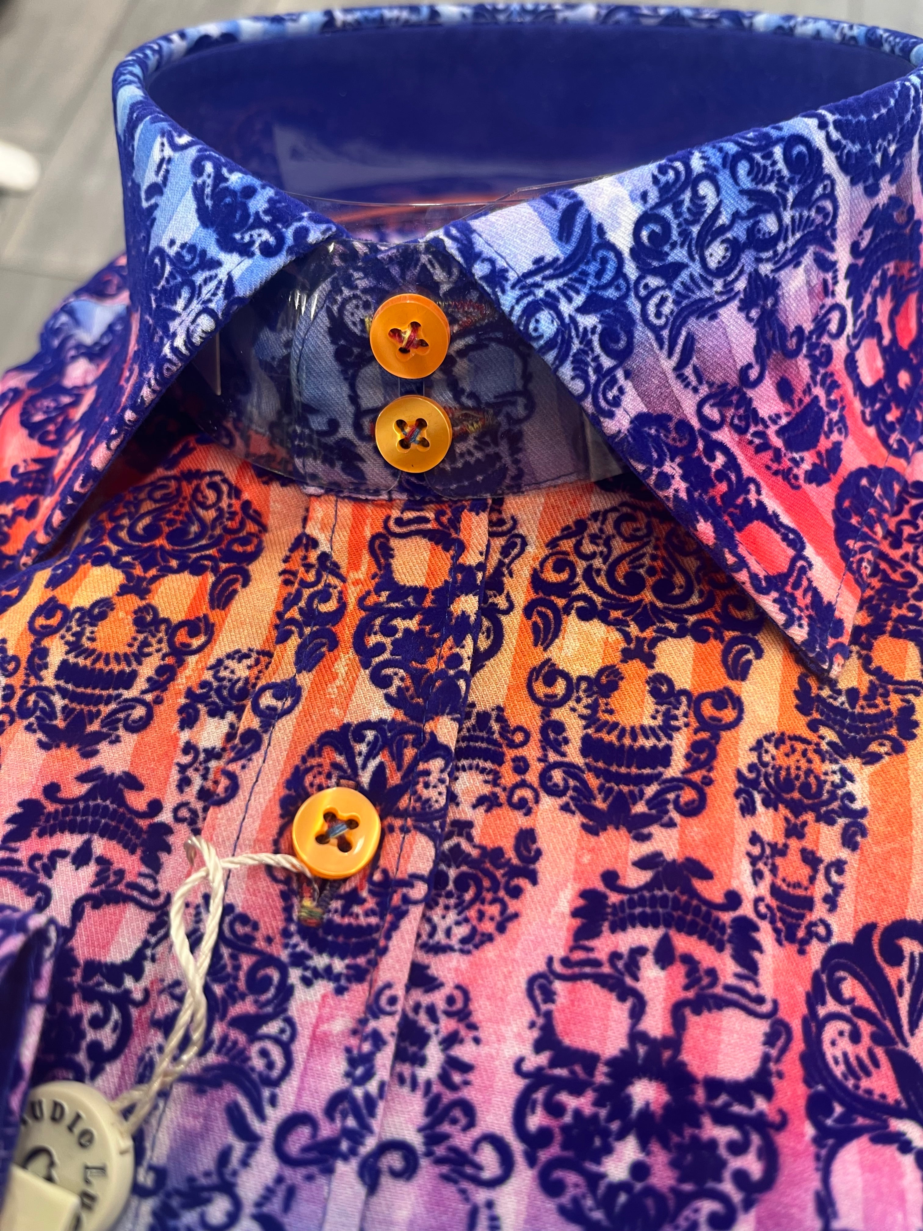 CLAUDIO LUGLI SKULL FLOCK SHIRT CP8047-ORANGE