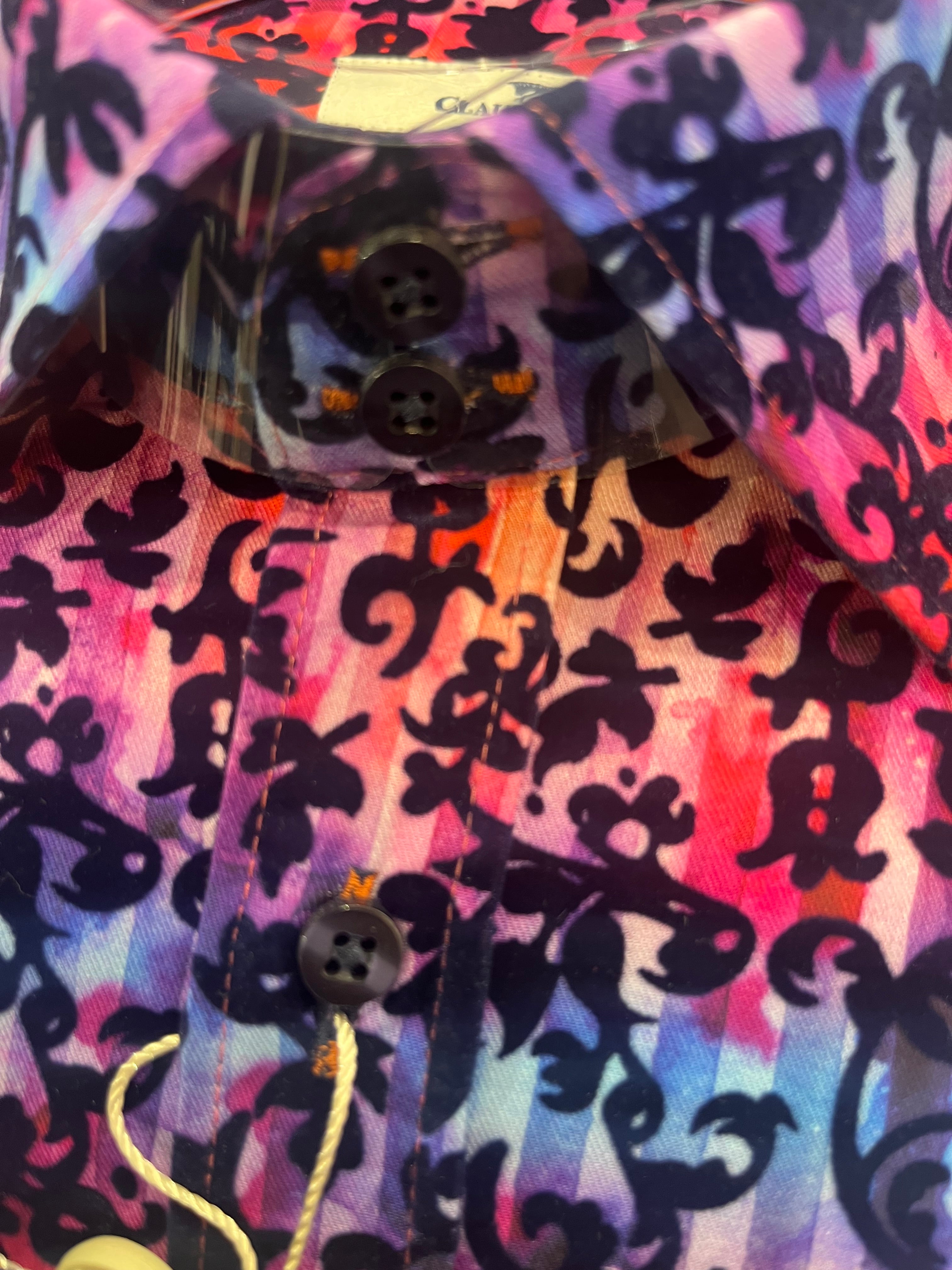 CLAUDIO LUGLI FLORAL FLOCK SHIRT CP8050-RED