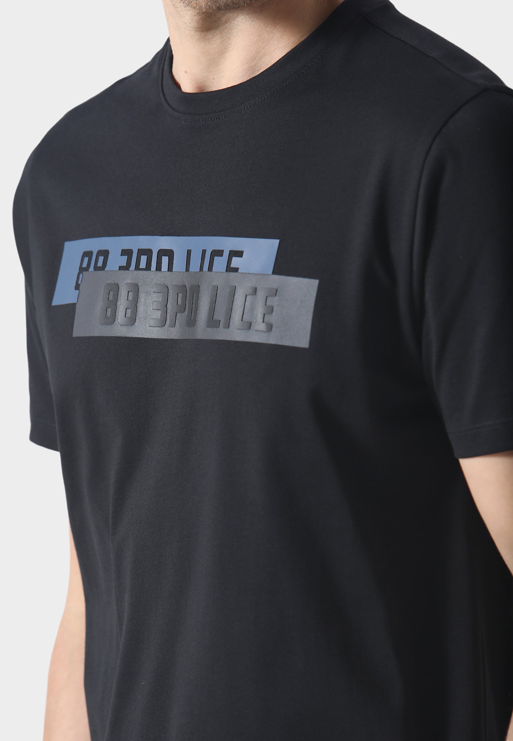 883 POLICE ADRIAN LAYERED LOGO T-SHIRT-BLACK