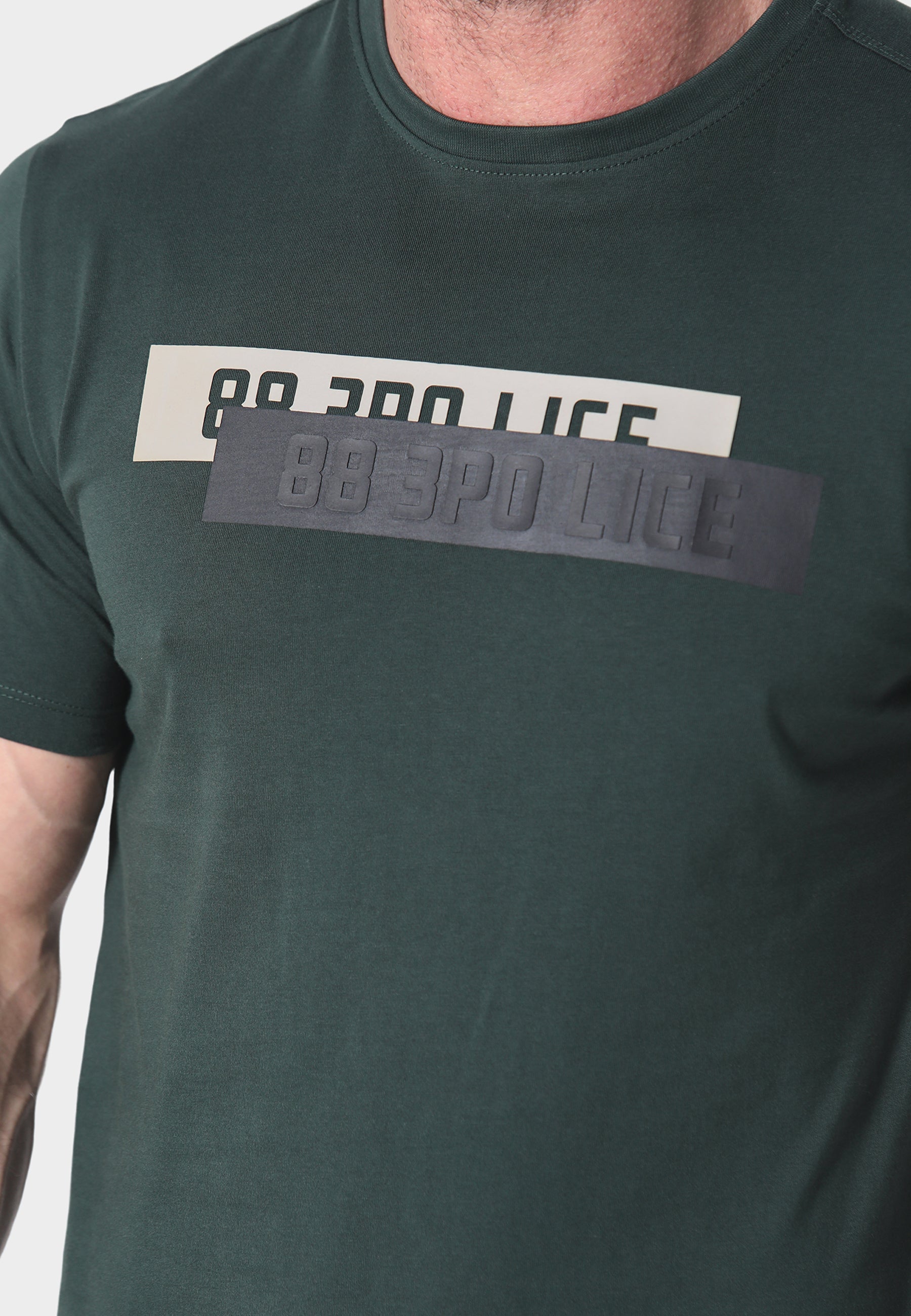 883 POLICE ADRIAN LAYERED LOGO T-SHIRT - FOREST