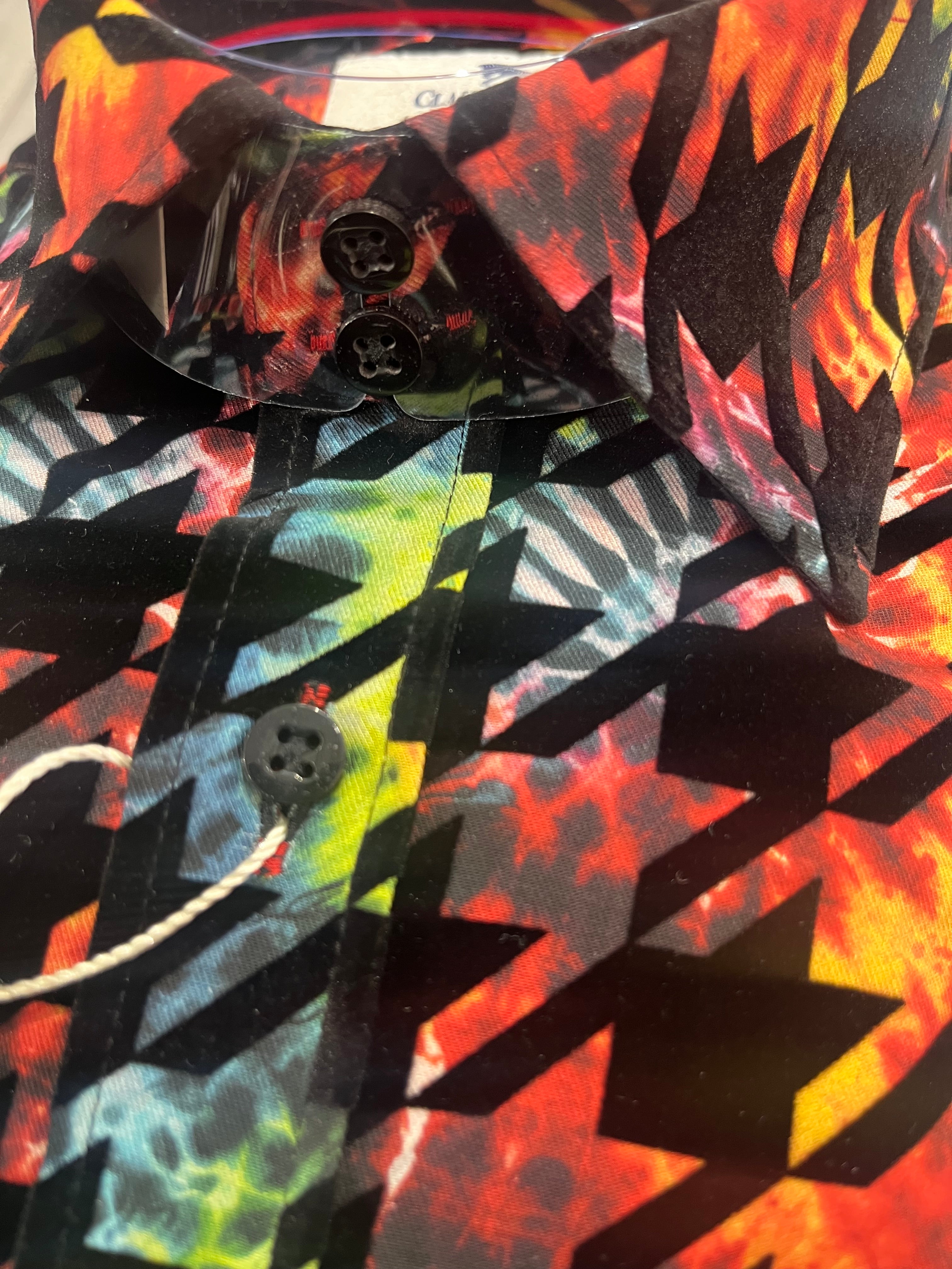 CLAUDIO LUGLI GEO FLOCK  SHIRT CP8048-BLACK