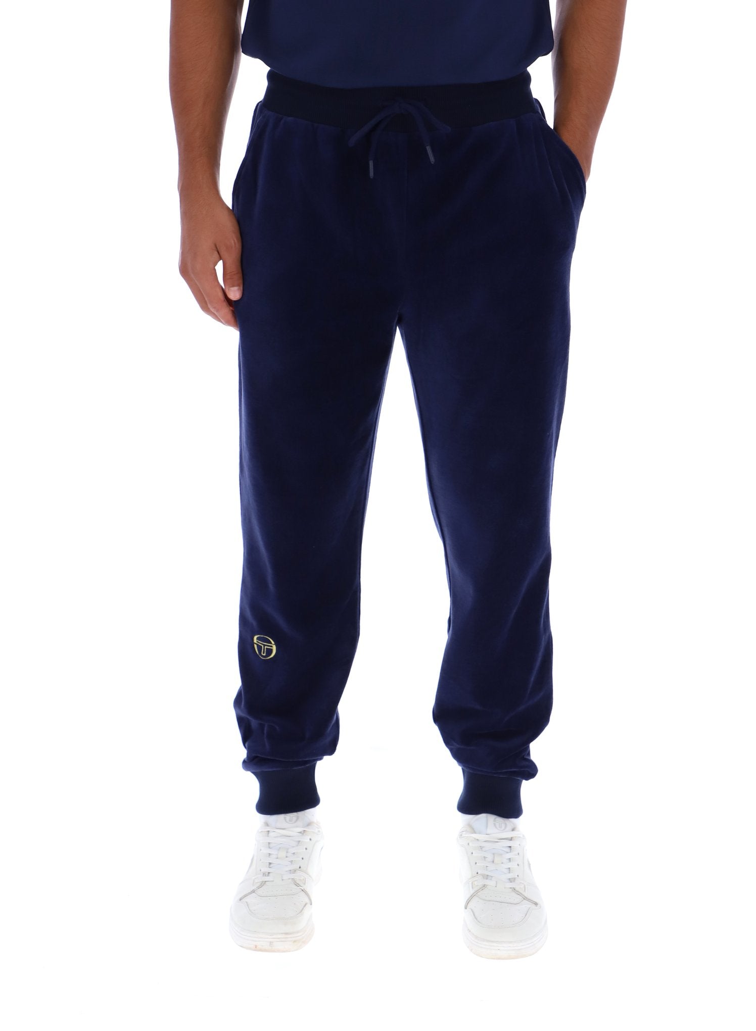 SERGIO TACCHINI COURT VELOUR TRACK PANTS STM21137-MARITIME BLUE / GARDENIA