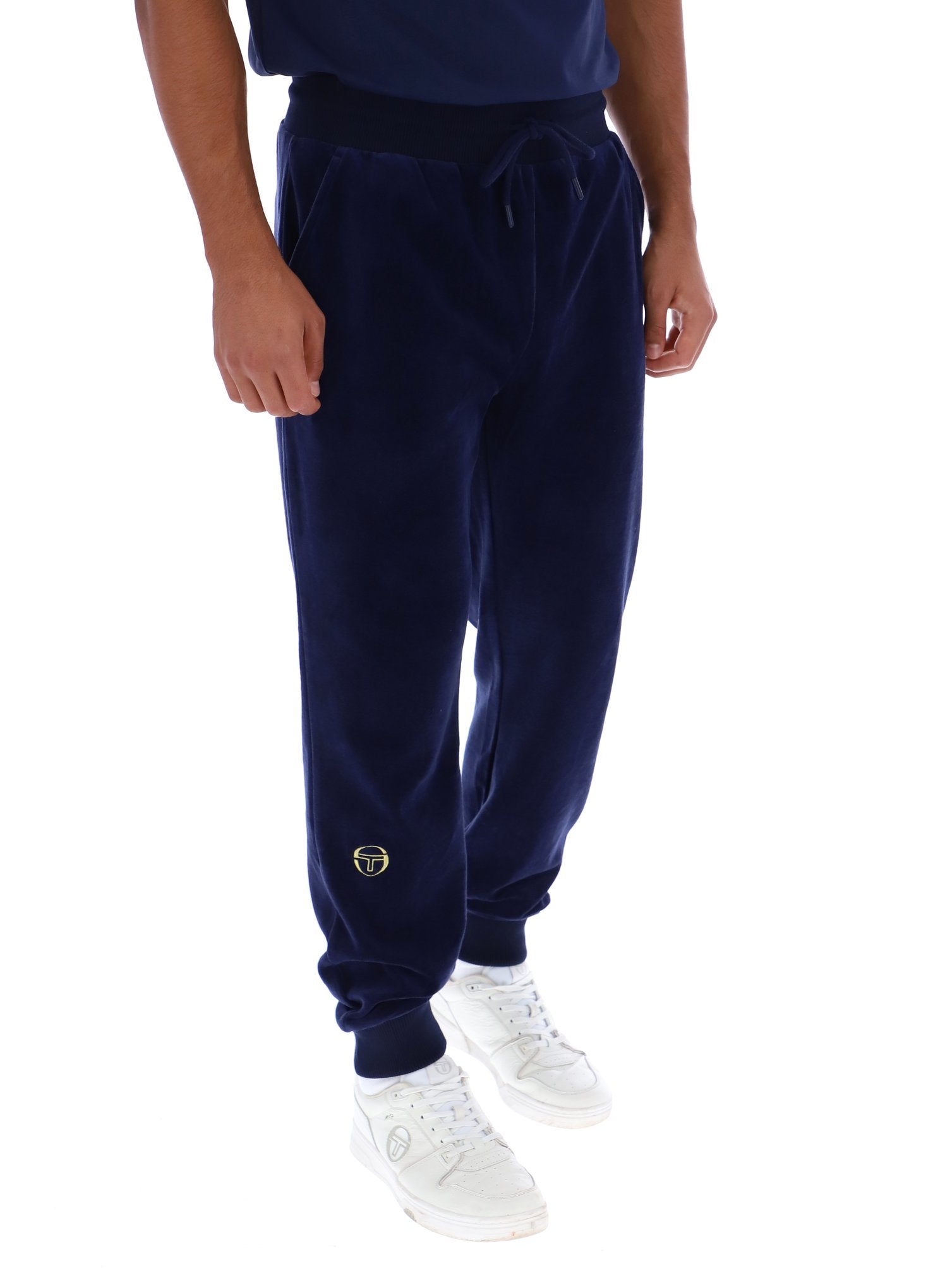 SERGIO TACCHINI COURT VELOUR TRACK PANTS STM21137-MARITIME BLUE / GARDENIA