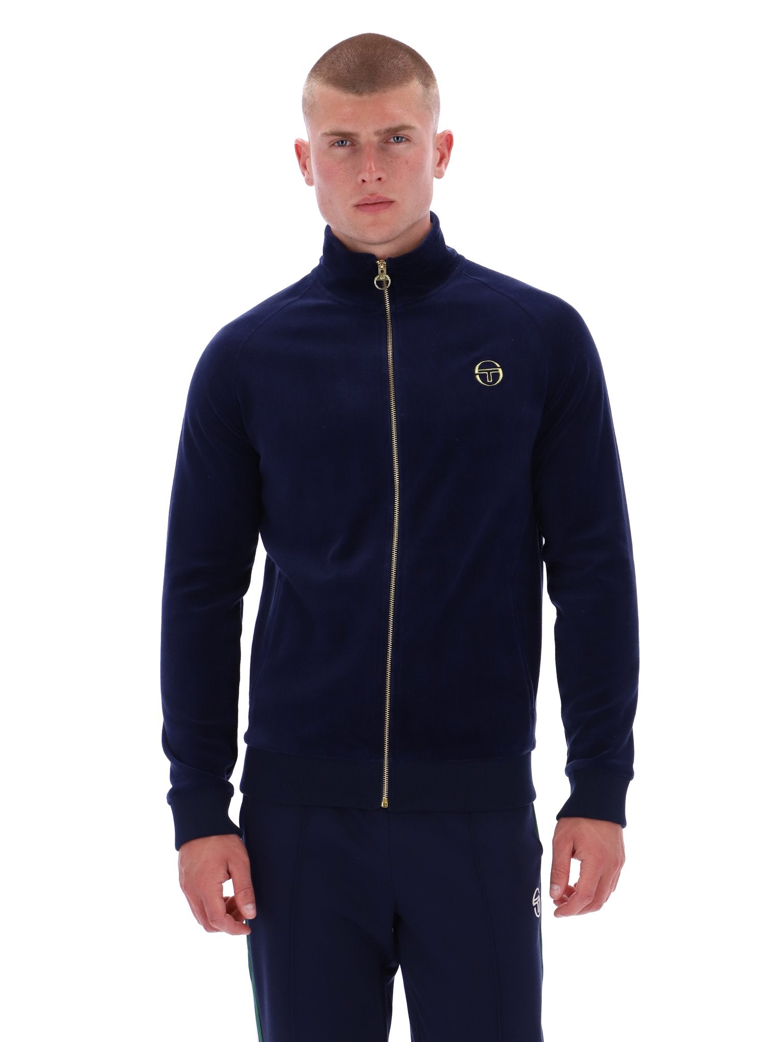 SERGIO TACCHINI COURT VELOUR TRACK TOP STM21136-MARITIME BLUE/GARDENIA