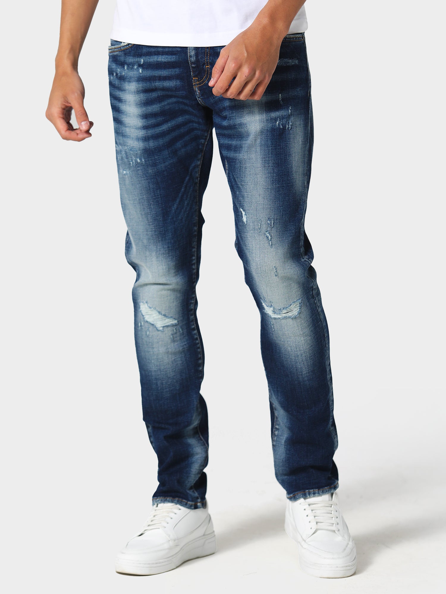 POLICE TOD 1022 DISTRESSED BLUE SLIM FIT JEANS