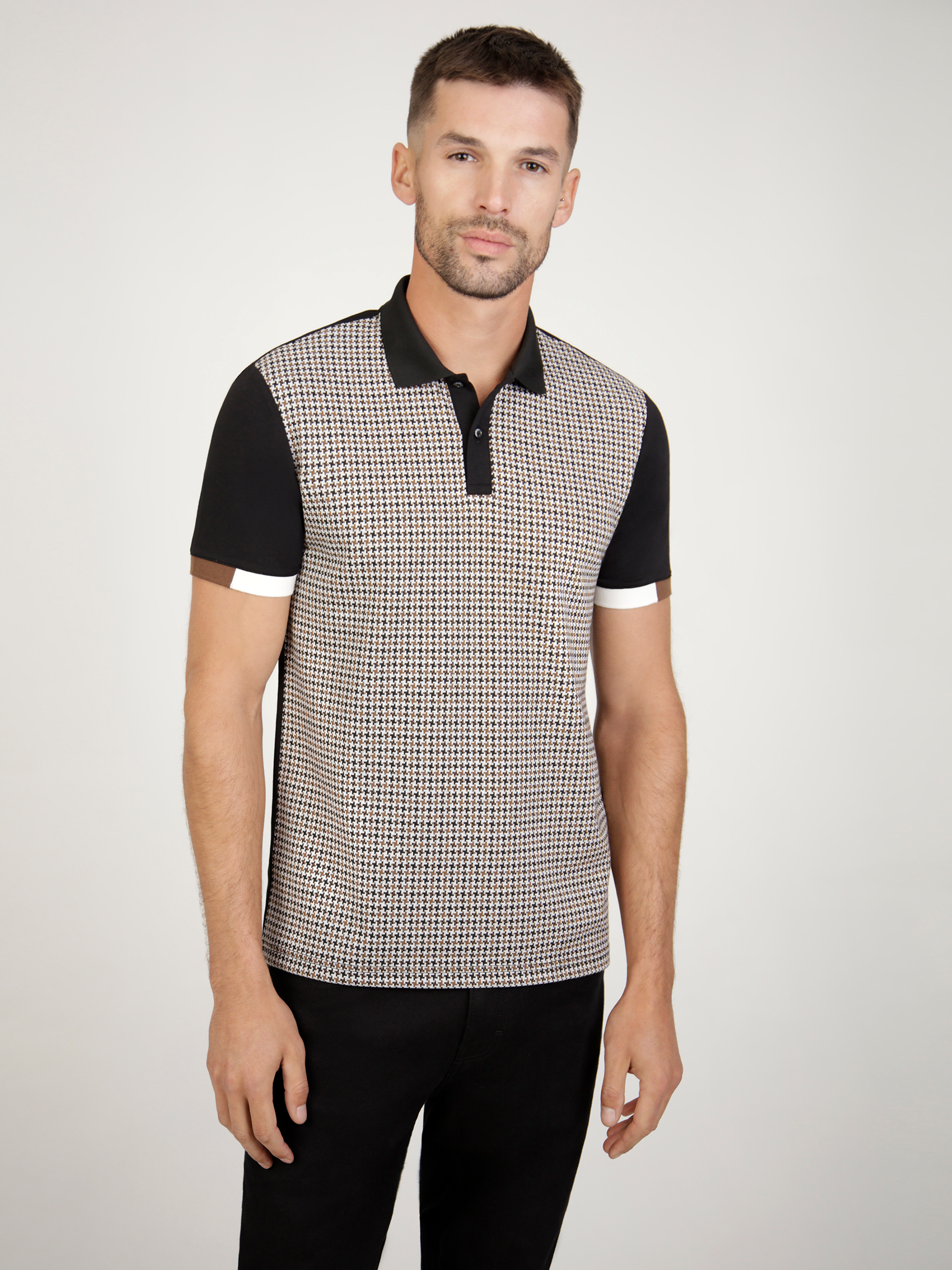MISH MASH DIABLO BUTTON POLO -BLACK