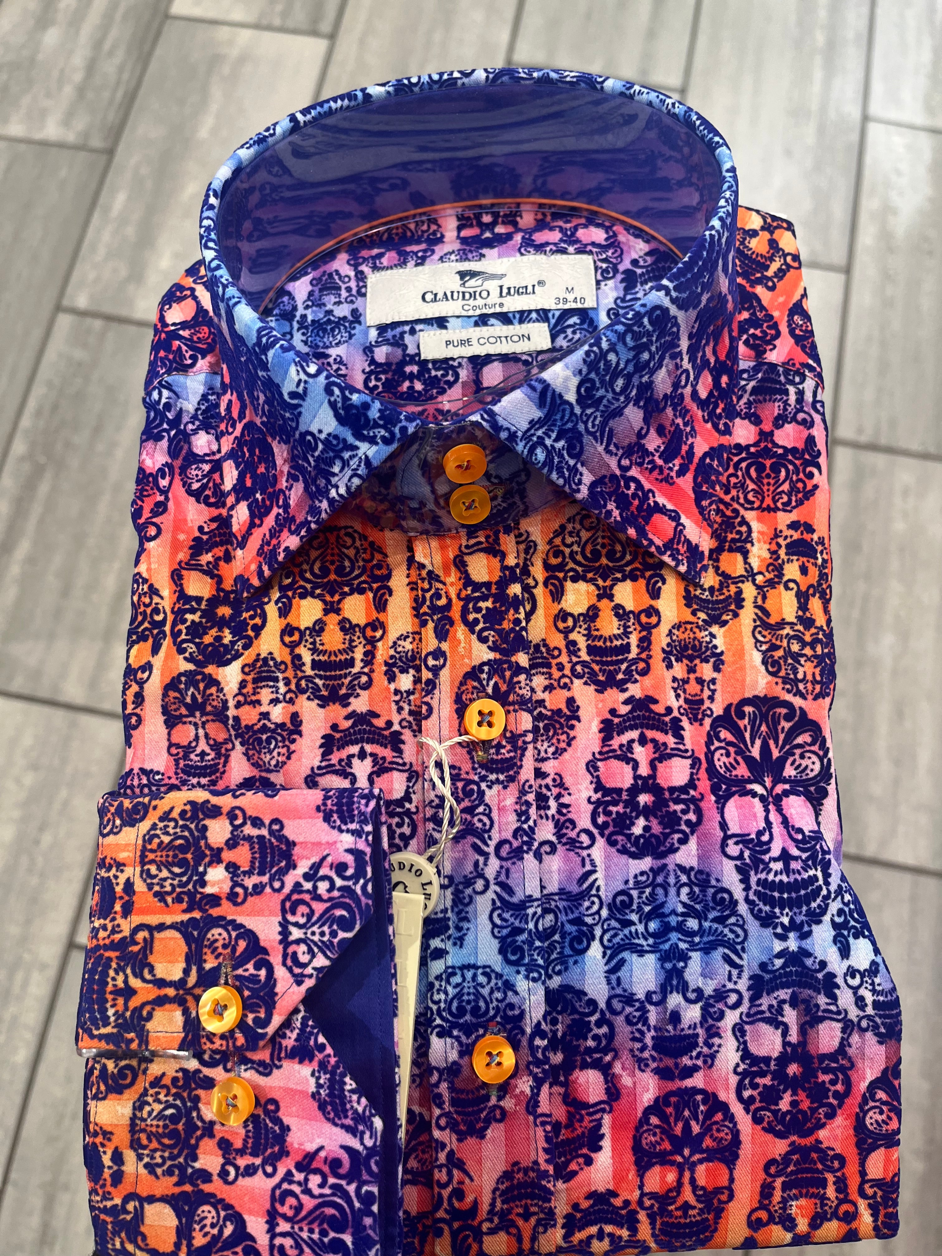 CLAUDIO LUGLI SKULL FLOCK SHIRT CP8047-ORANGE