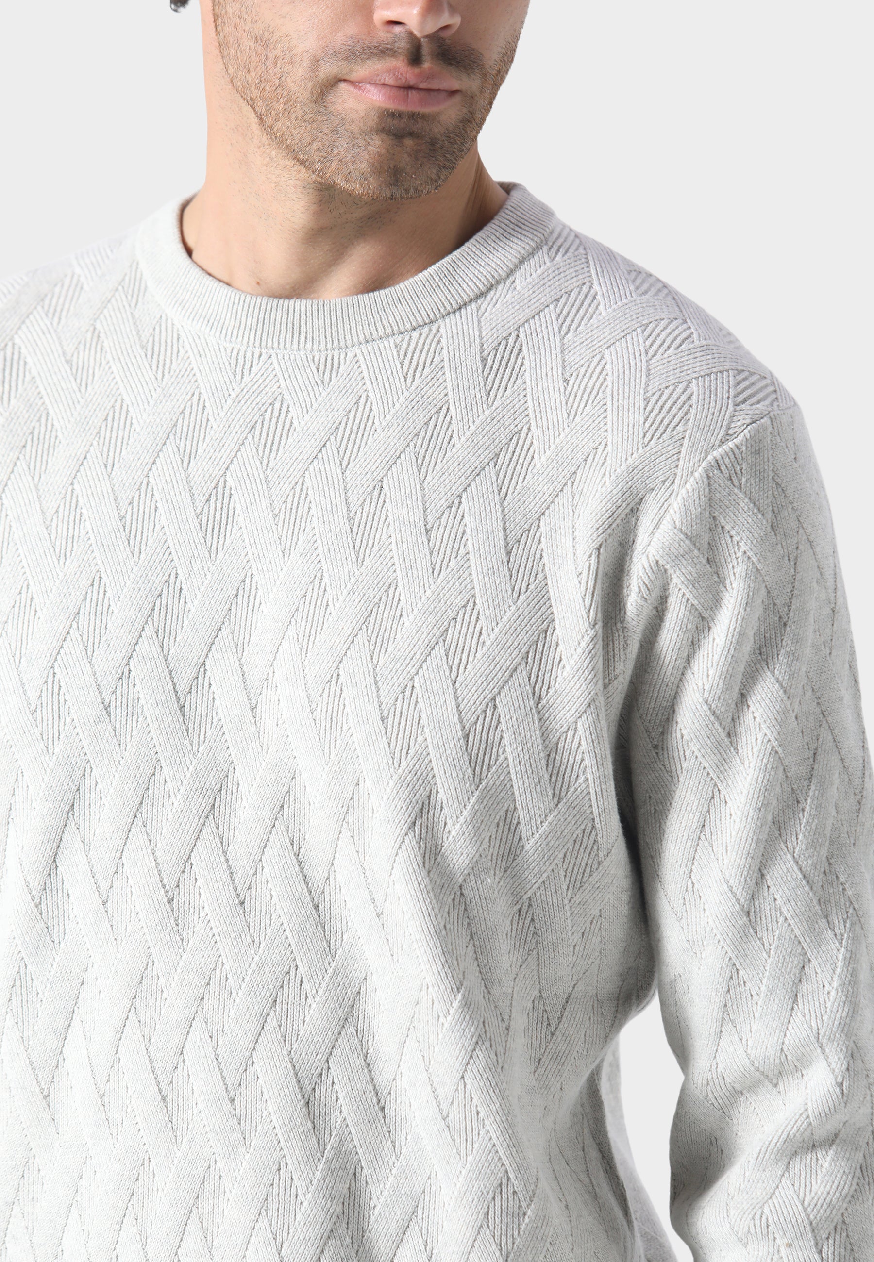 883 POLICE FORSAN CHEVRON WEAVE KNIT - ECRU