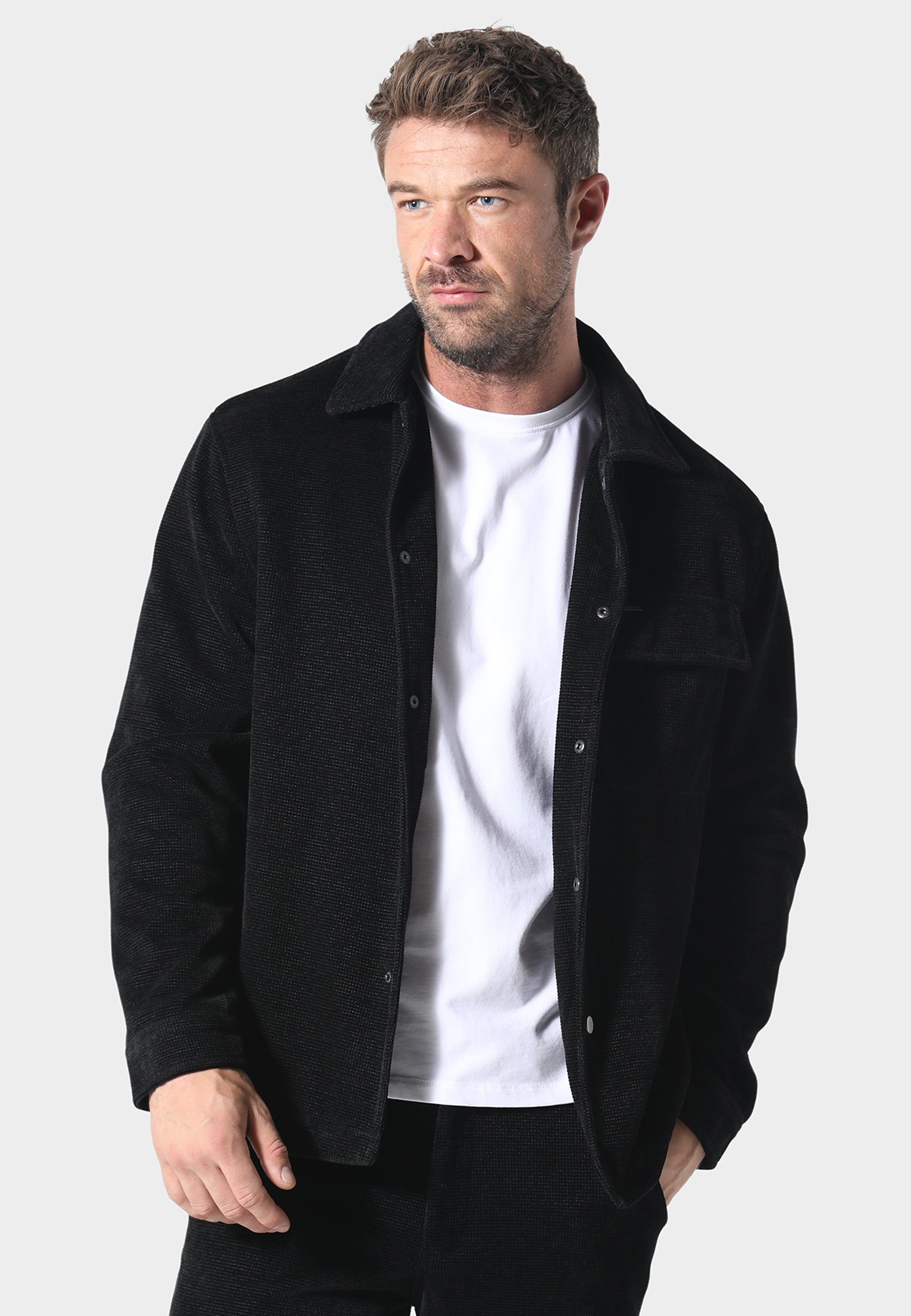 883 POLICE HILLTOP TEXTURED OVERSHIRT-BLACK