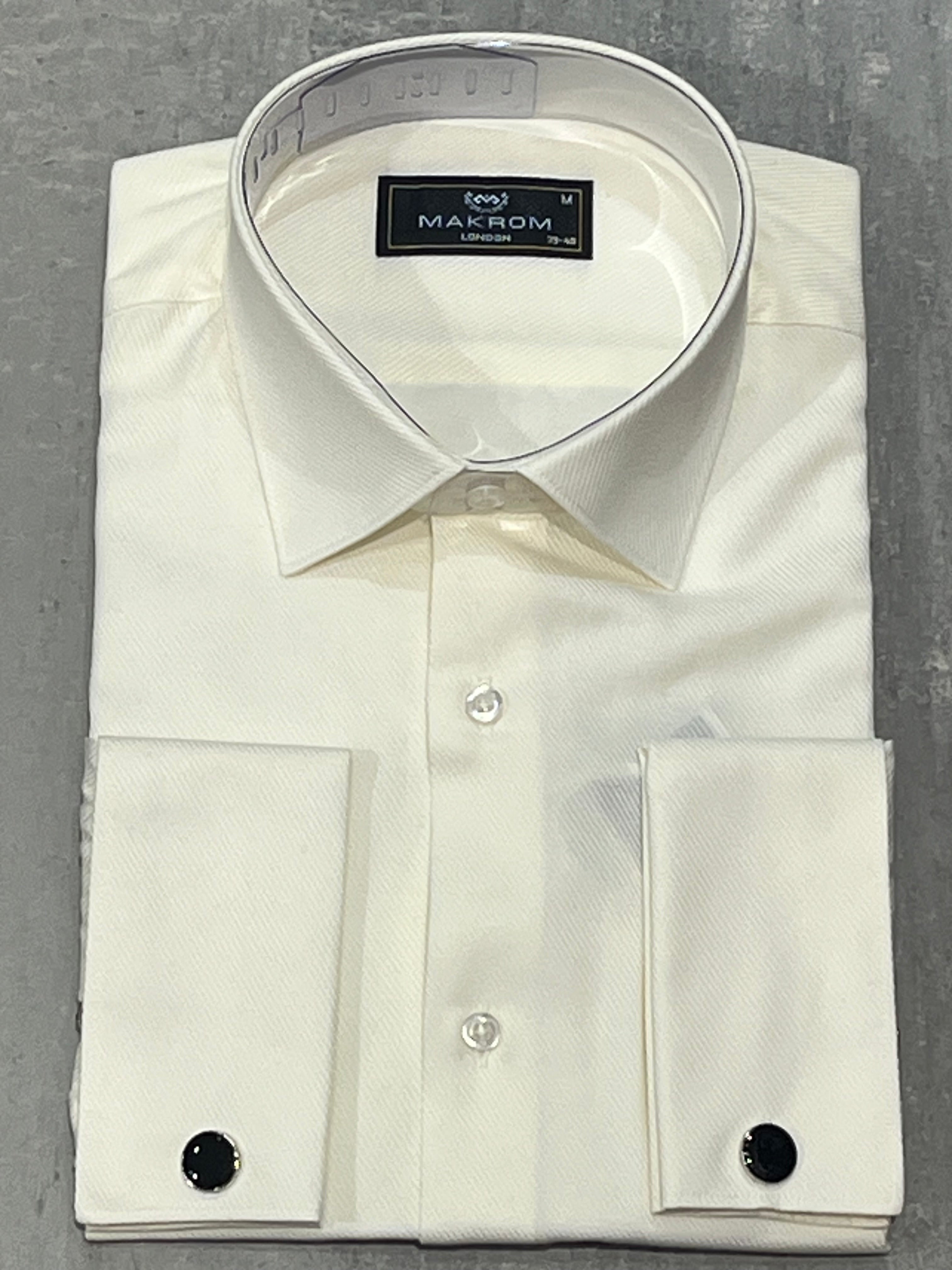 MAKROM PLAIN DOUBLE CUFF SHIRT CREAM