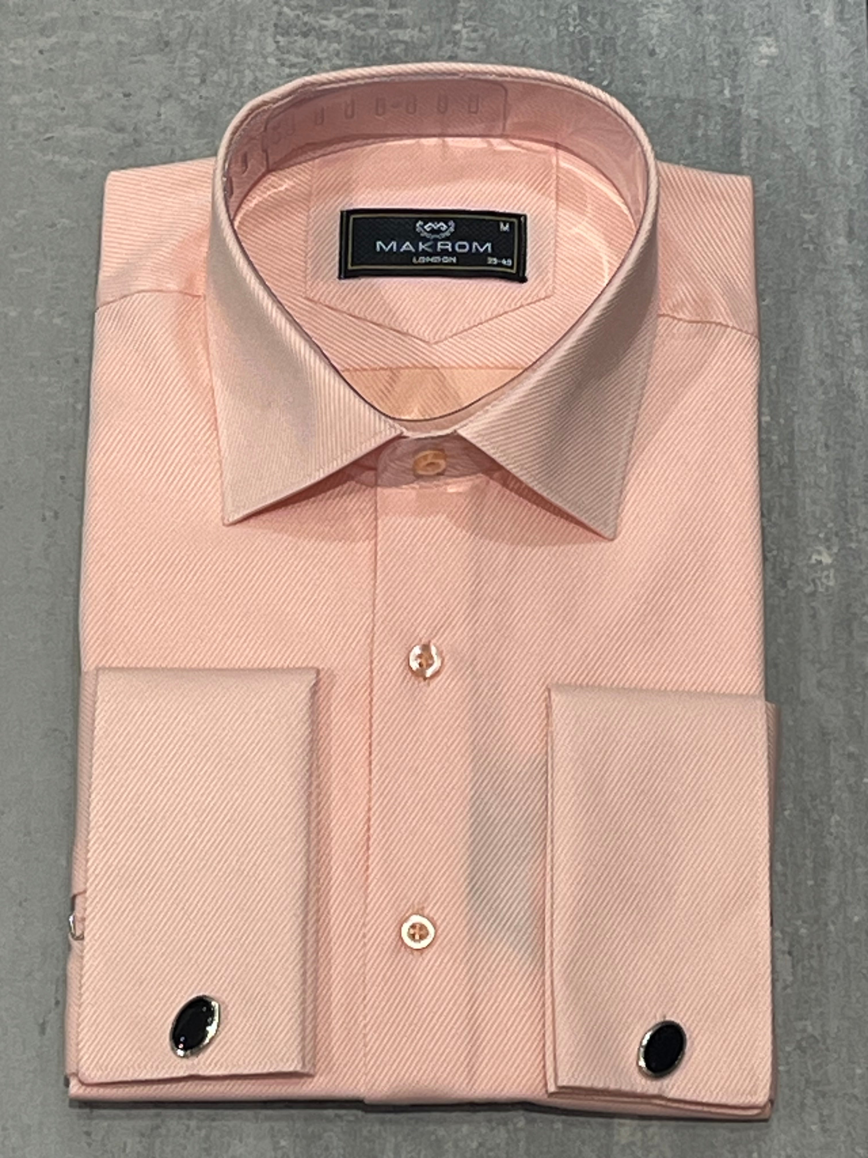 MAKROM TWILL DOUBLE CUFF SHIRT PEACH