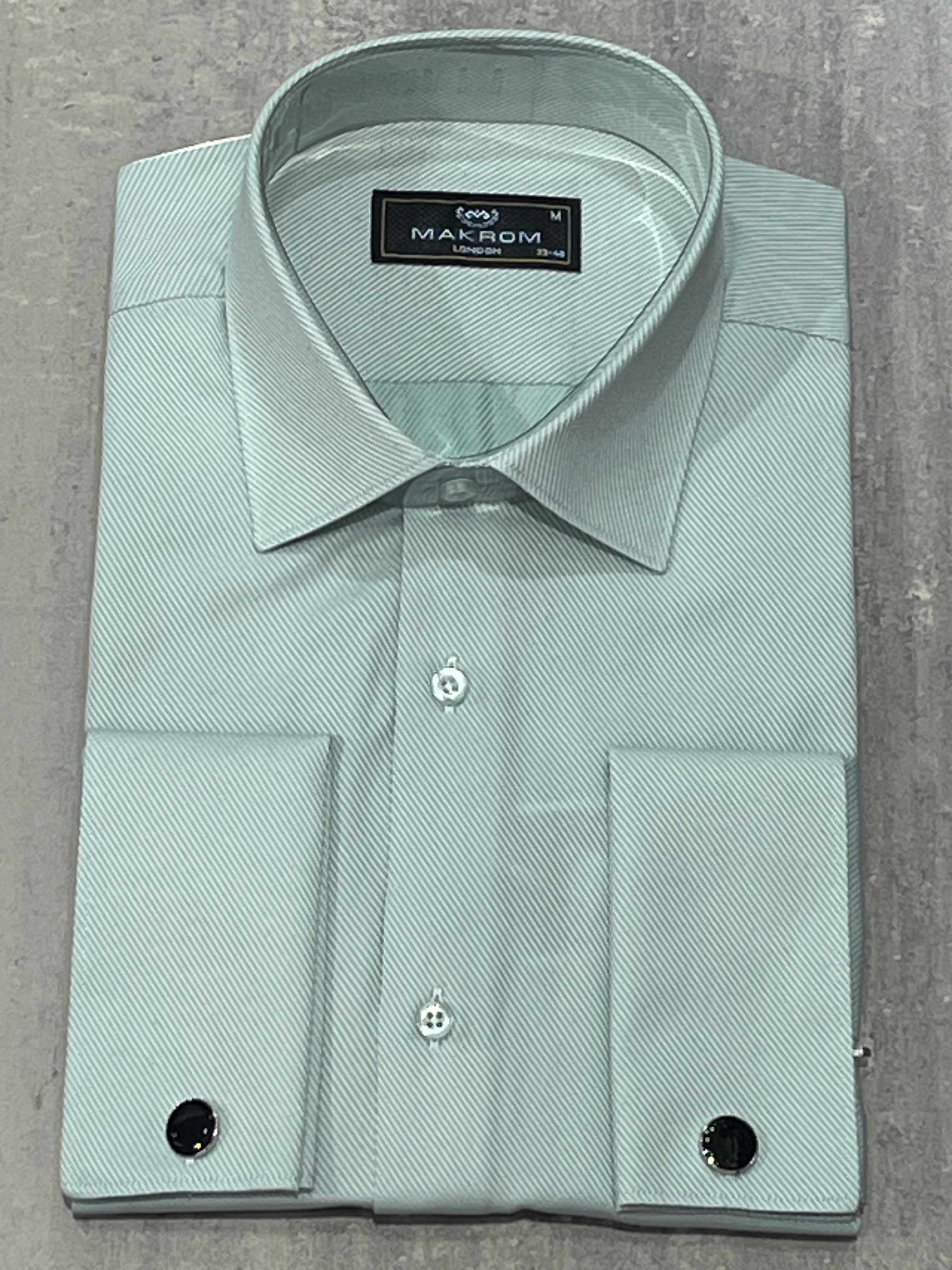 MAKROM TWILL DOUBLE CUFF SHIRT MINT GREEN