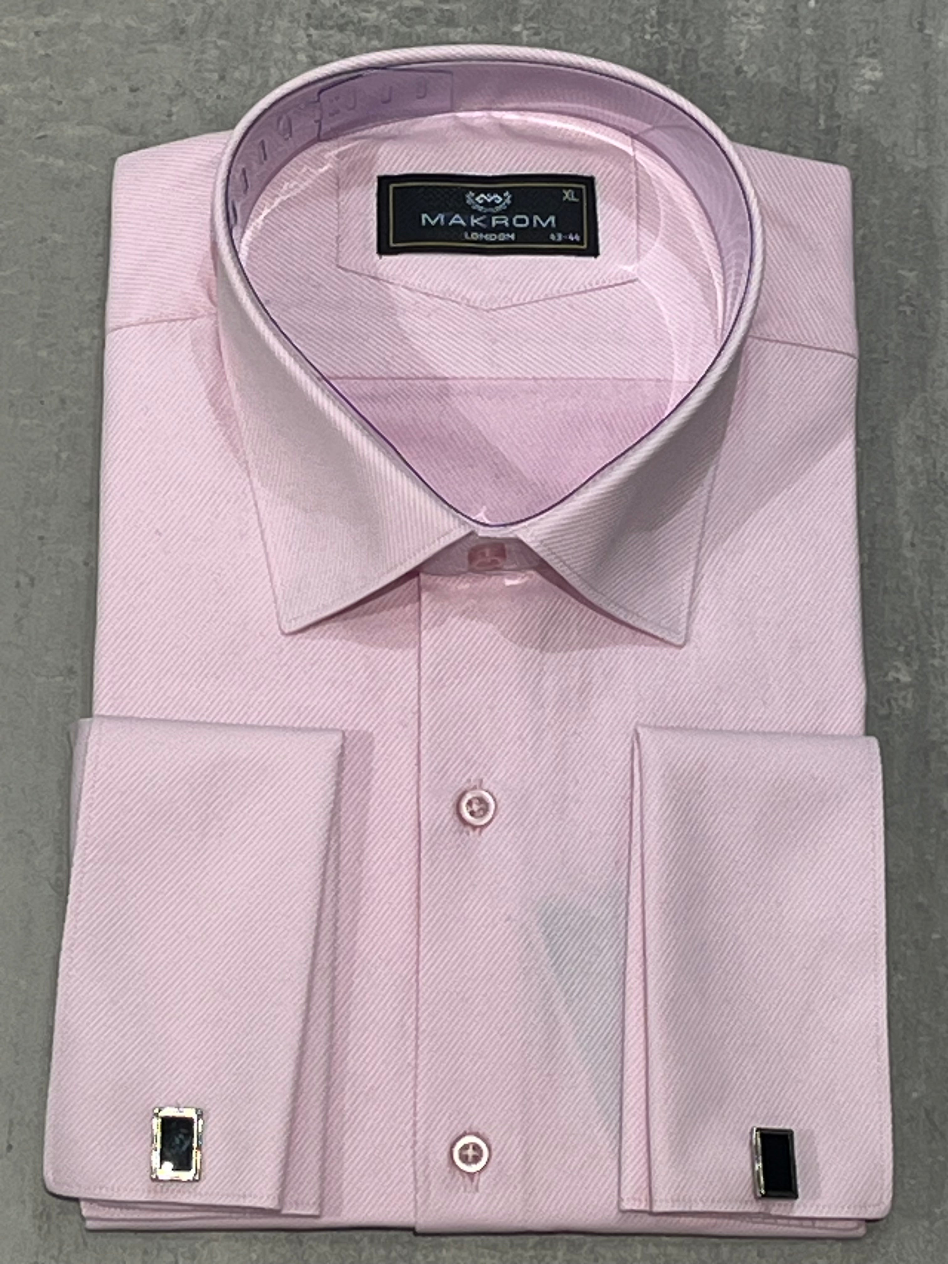 MAKROM TWILL DOUBLE CUFF SHIRT PINK