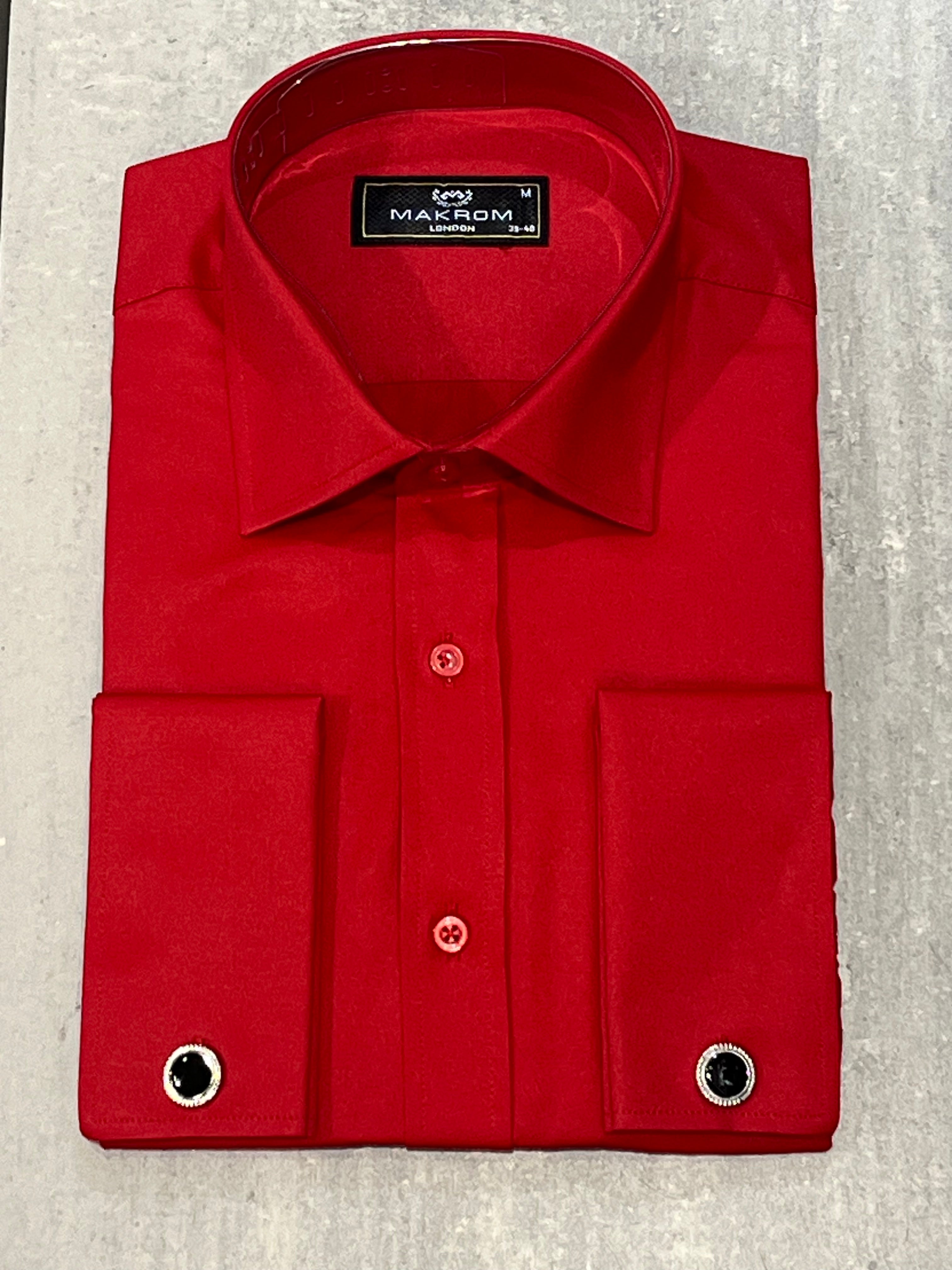 MAKROM PLAIN DOUBLE CUFF SHIRT RED