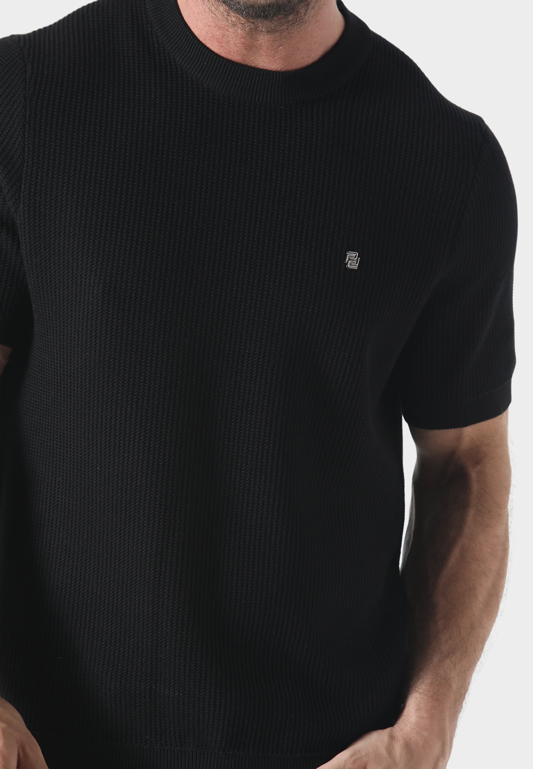 883 POLICE KINGSBURY KNITTED T-SHIRT -BLACK