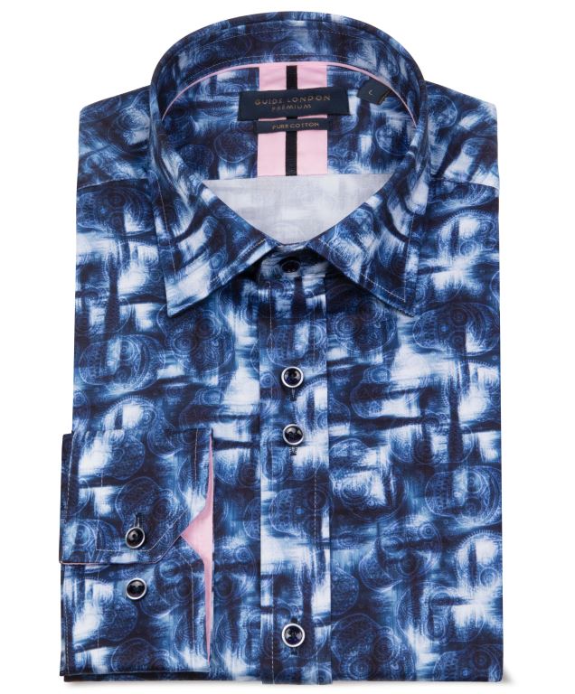 GUIDE LONDON BOLD SKULL SHIRT - LS76863-NAVY