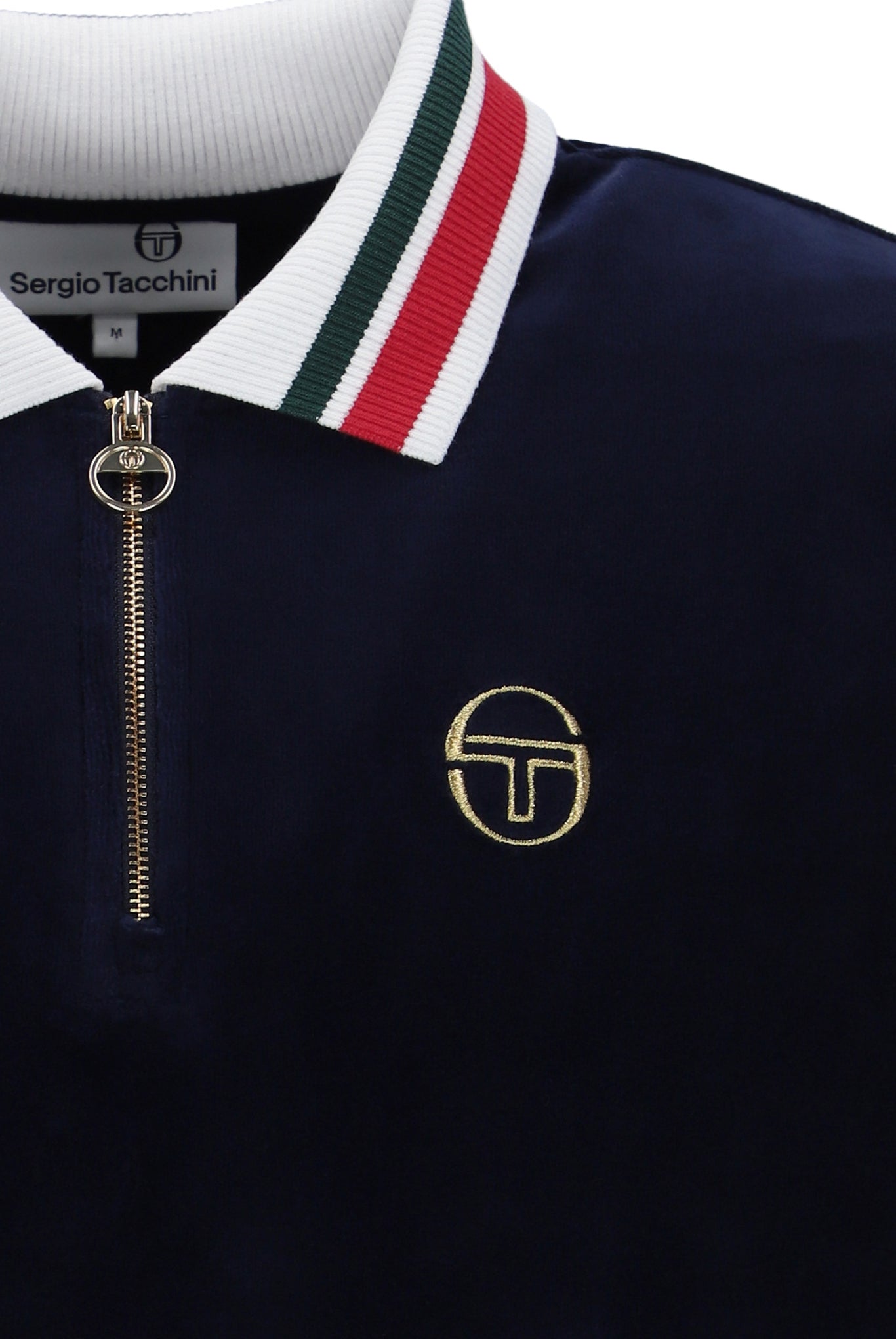 SERGIO TACCHINI MAHONY VELOUR ZIP POLO - STM21127 225 - MARITIME BLUE