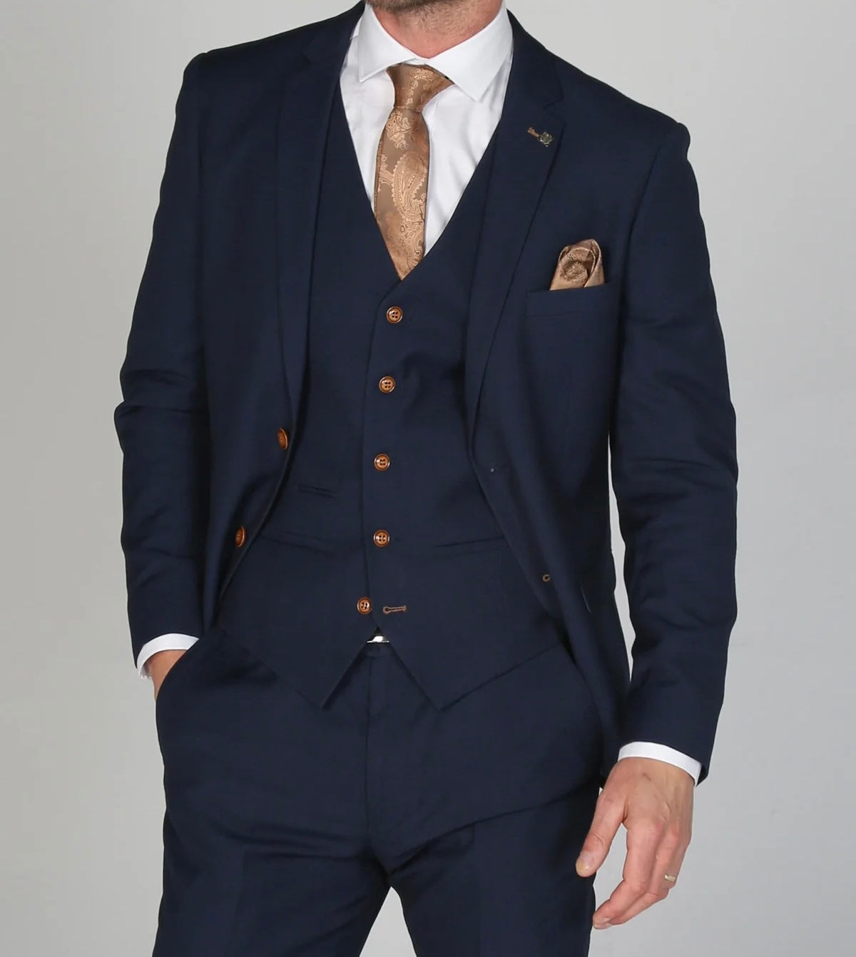 PAUL ANDREW TEXTURED MAYFAIR NAVY 3PC SUIT