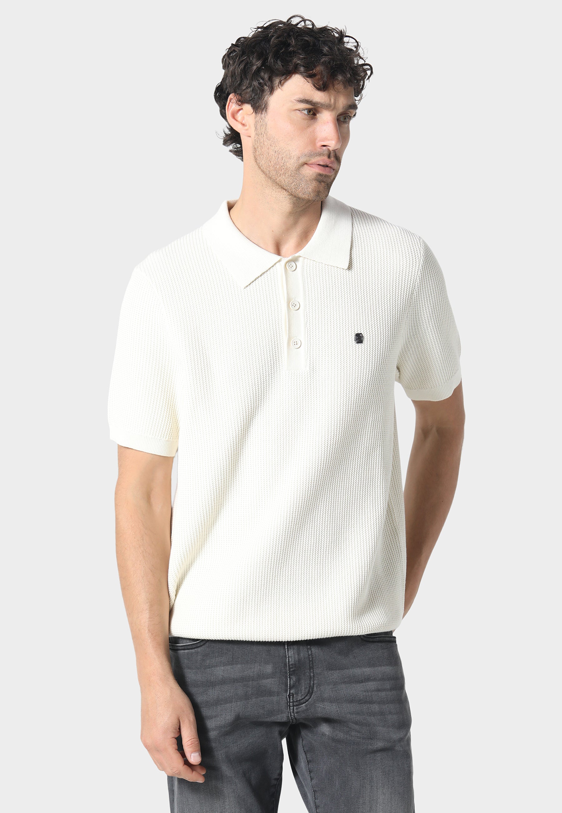 883 POLICE PECAN KNIT POLO-WHITE