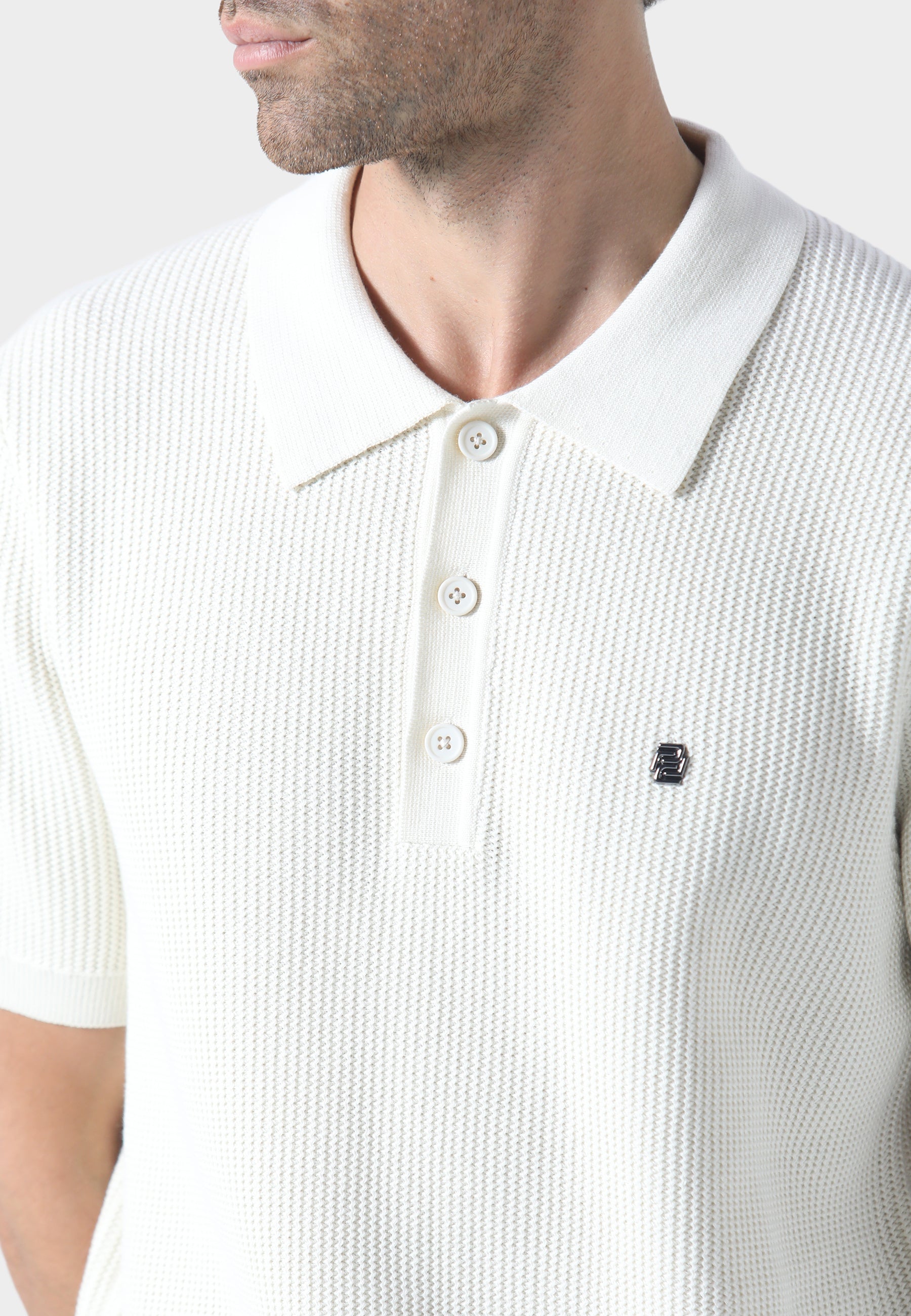 883 POLICE PECAN KNIT POLO-WHITE