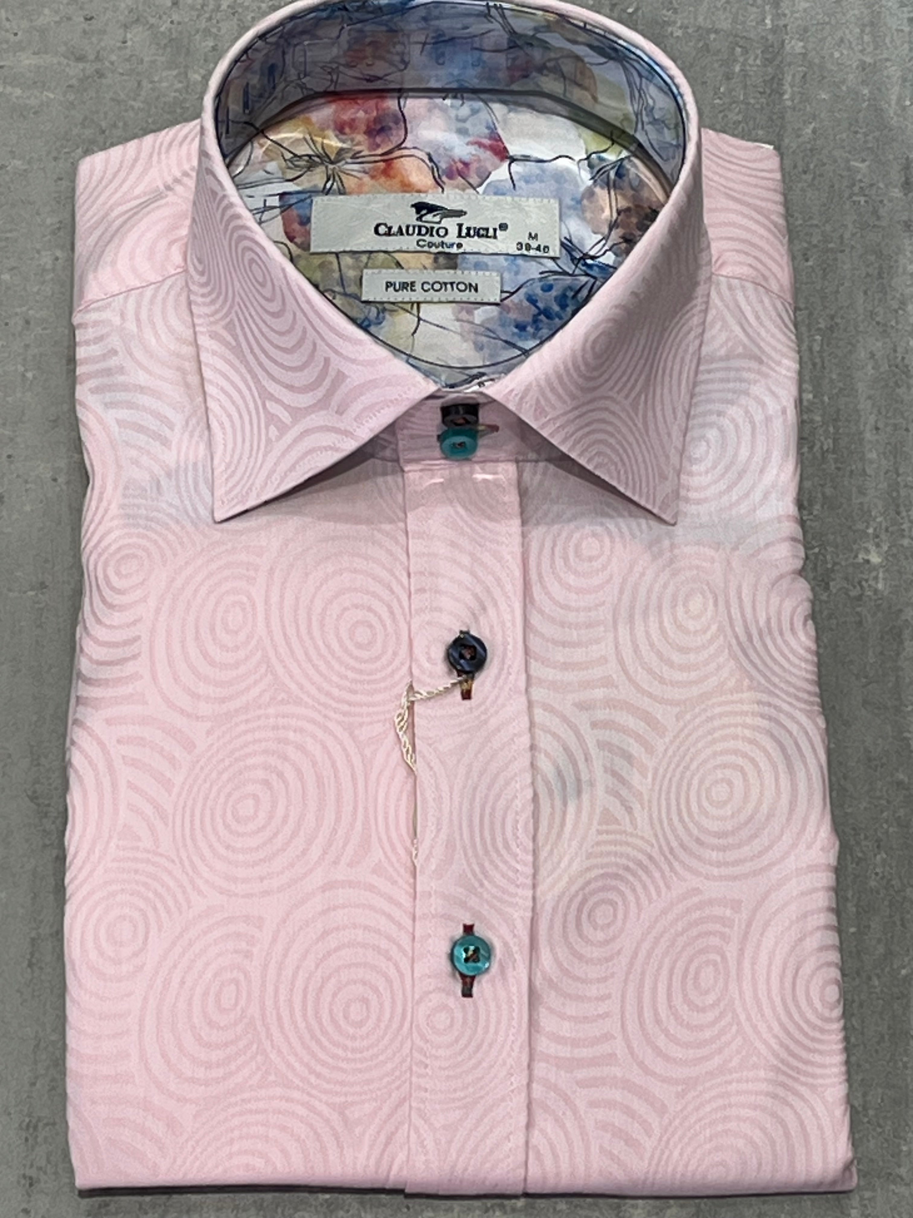 CLAUDIO LUGLI SWIRL SELF PATTERN SHIRT CP8015-PINK