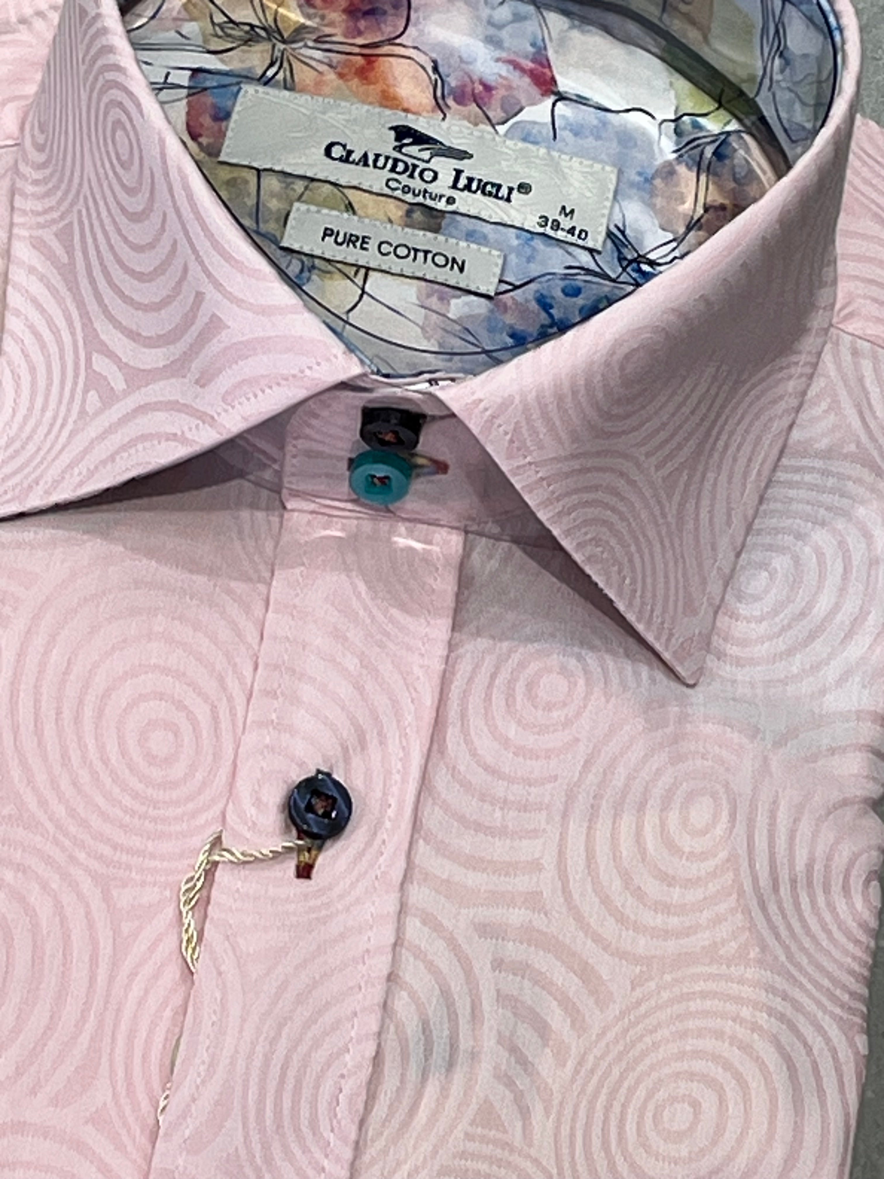 CLAUDIO LUGLI SWIRL SELF PATTERN SHIRT CP8015-PINK