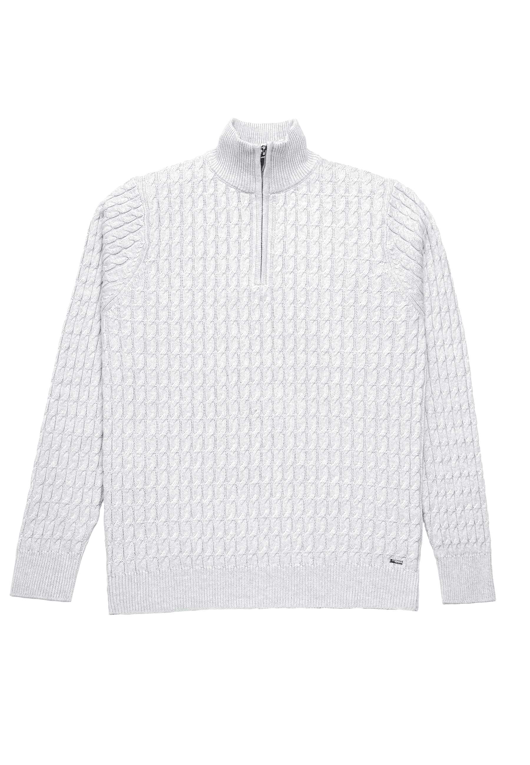 883 POLICE PORTIE 1/4 ZIP CABLE KNIT-ECRU