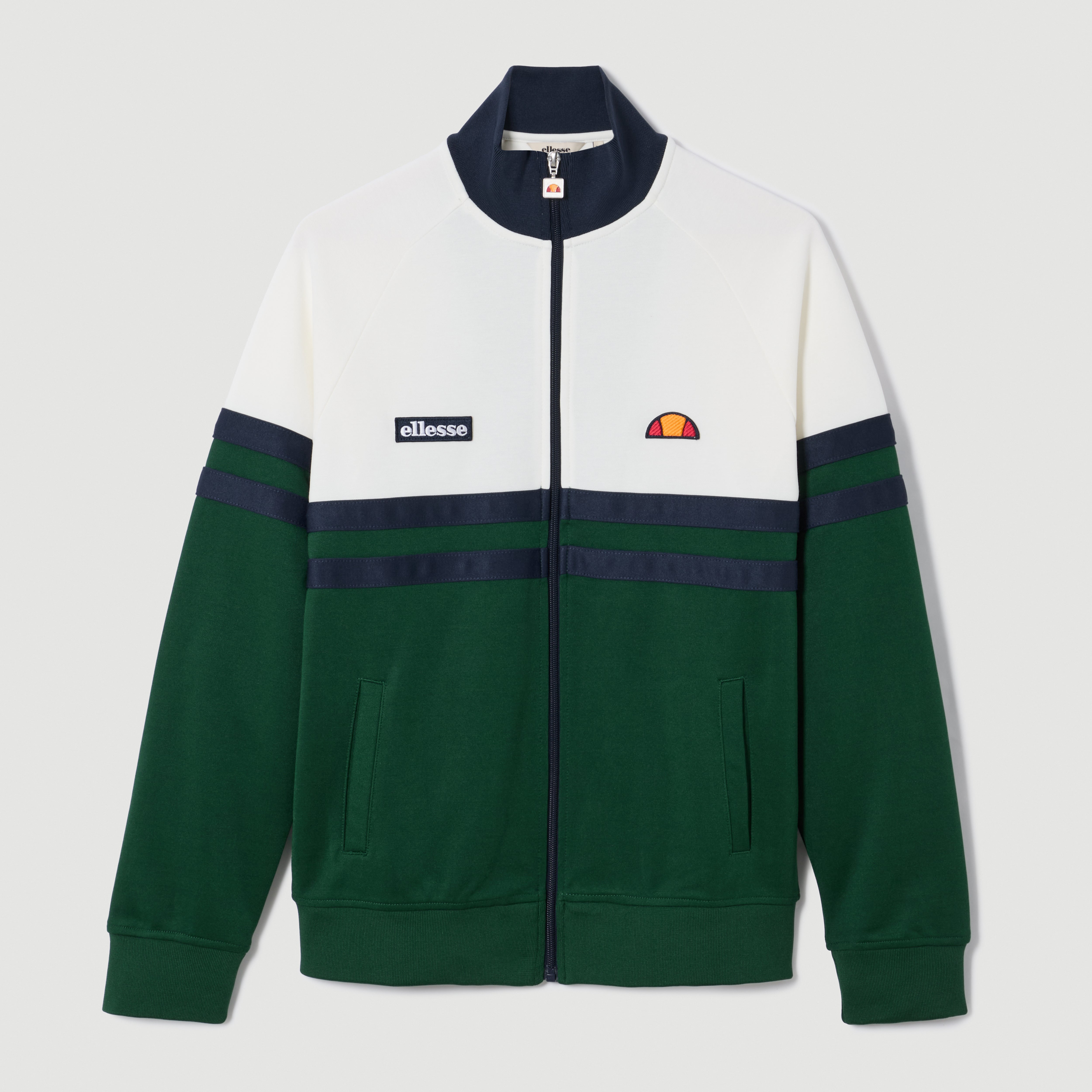 ELLESSE RIMINI TRACK TOP - OFF WHITE / DARK GREEN - SHB00892