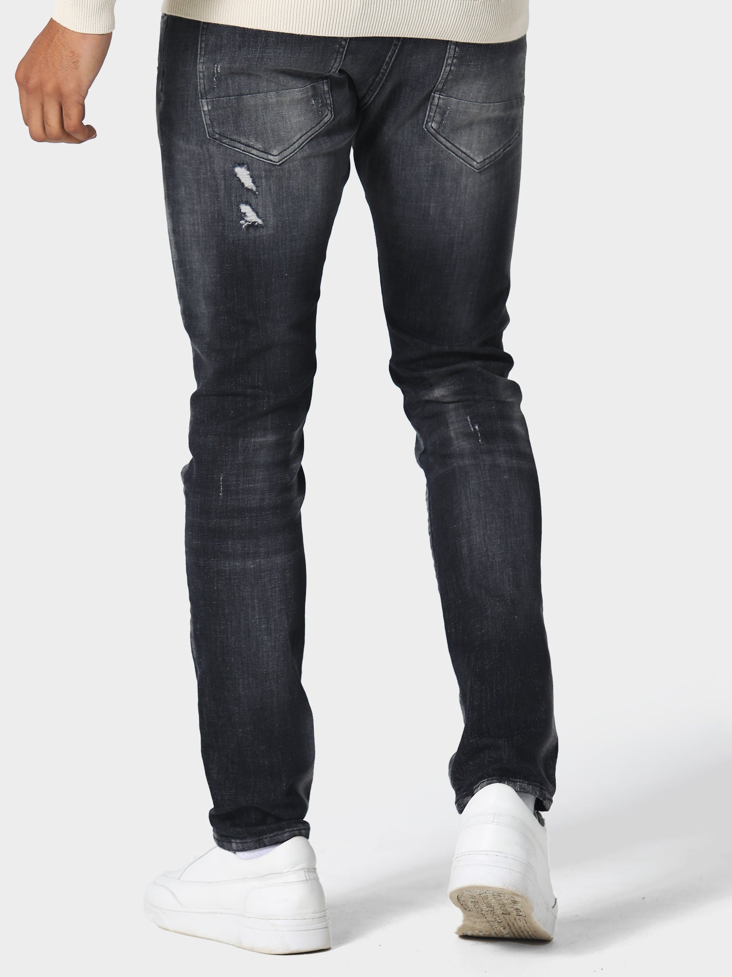 POLICE TODD 985 DISTRESSED SLIM FIT BLACK JEANS