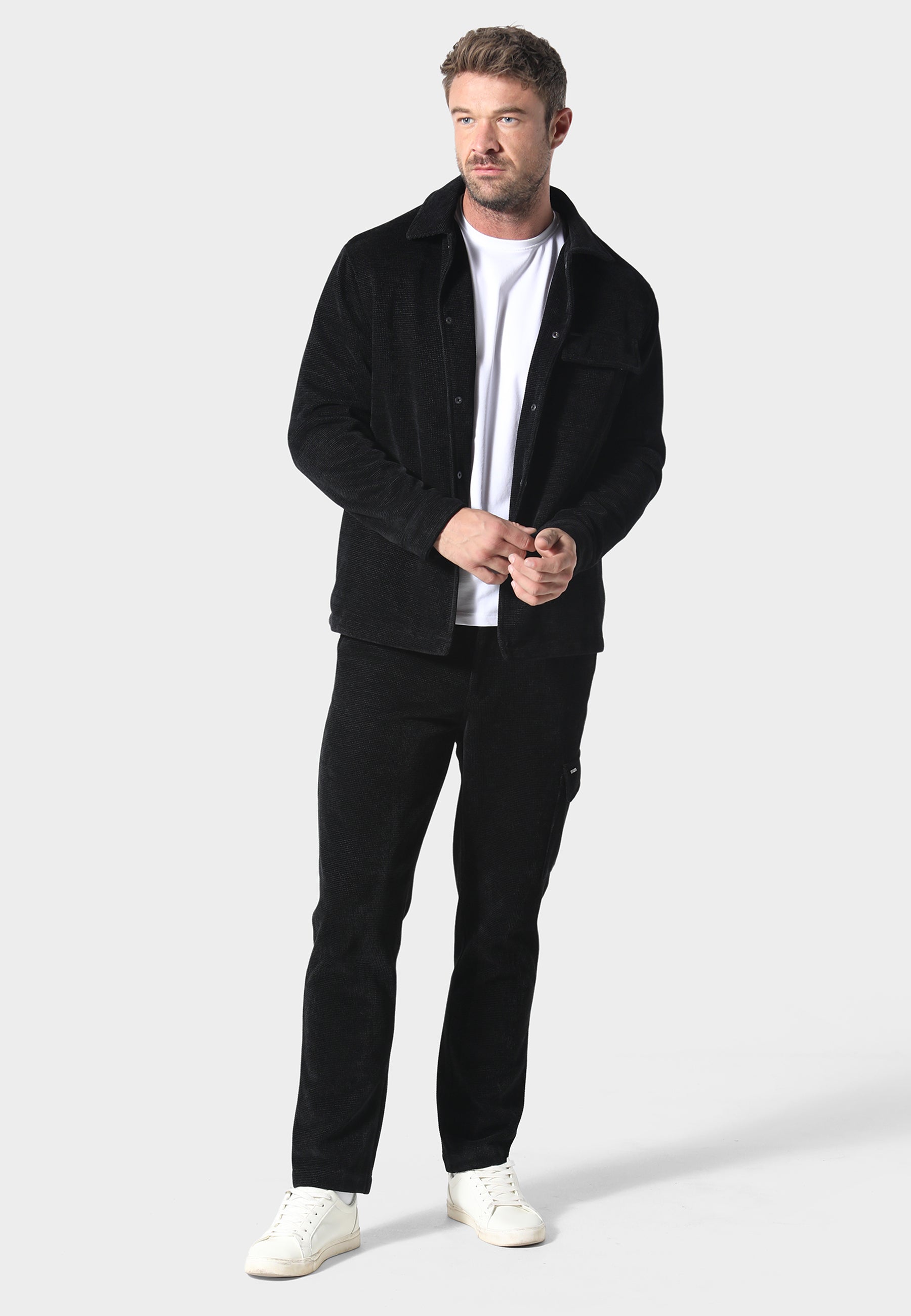 883 POLICE TOPHILL TEXTURED CARGO TROUSERS-BLACK