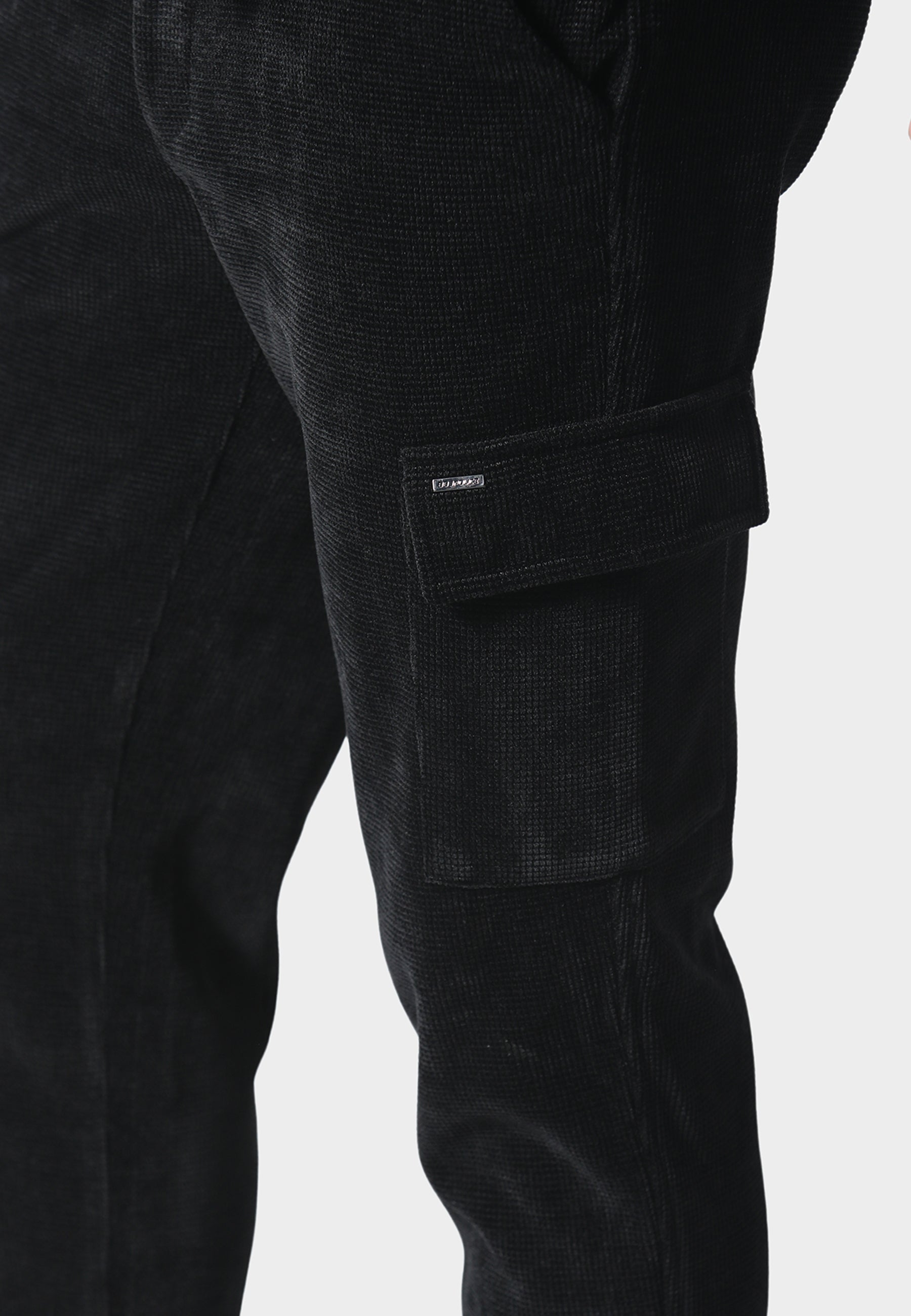 883 POLICE TOPHILL TEXTURED CARGO TROUSERS-BLACK