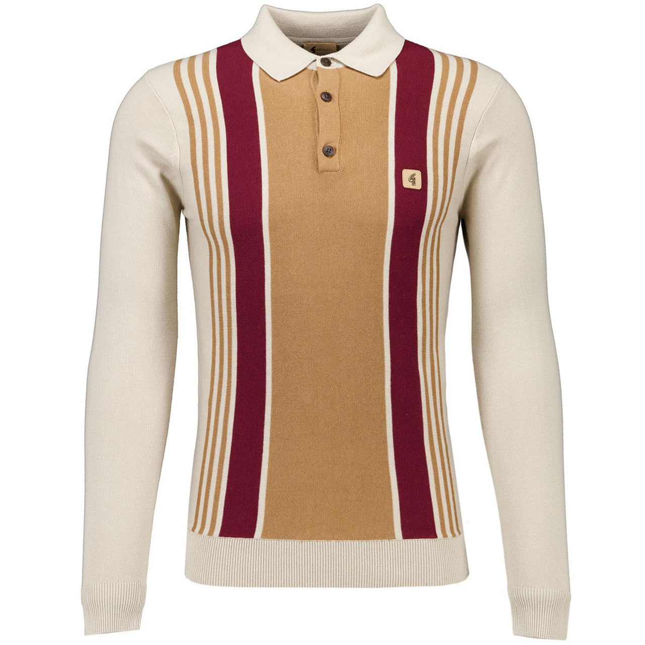 GABICCI SEARLE LONG SLEEVE STRIPE KNITPOLO CREAM