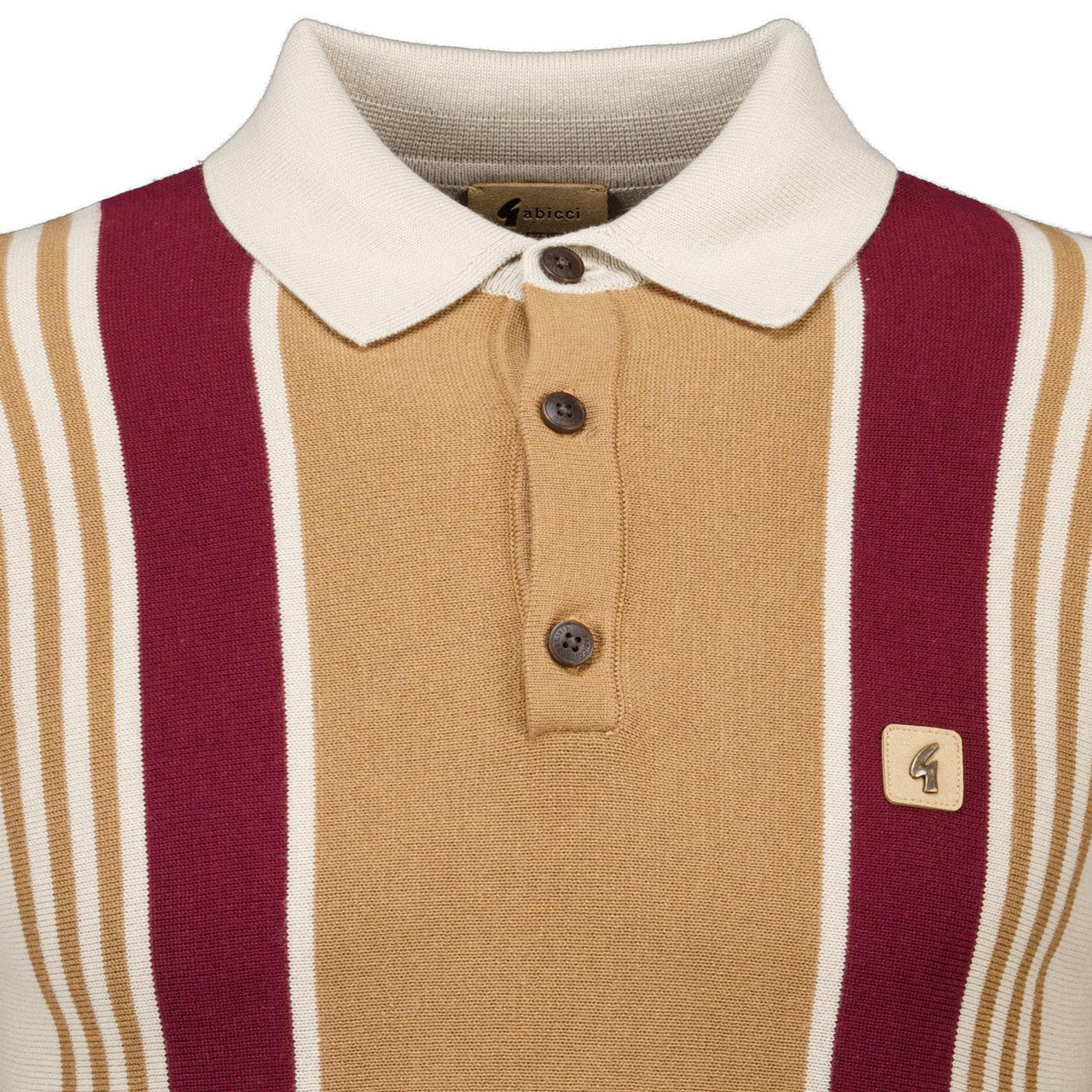 GABICCI SEARLE LONG SLEEVE STRIPE KNITPOLO CREAM