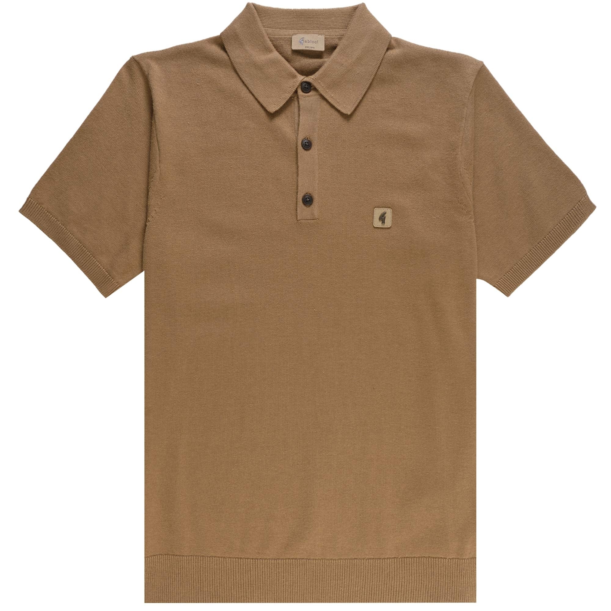 GABICCI JACKSON 3 BUTTON KNITTED POLO V55GK04-NUTMEG
