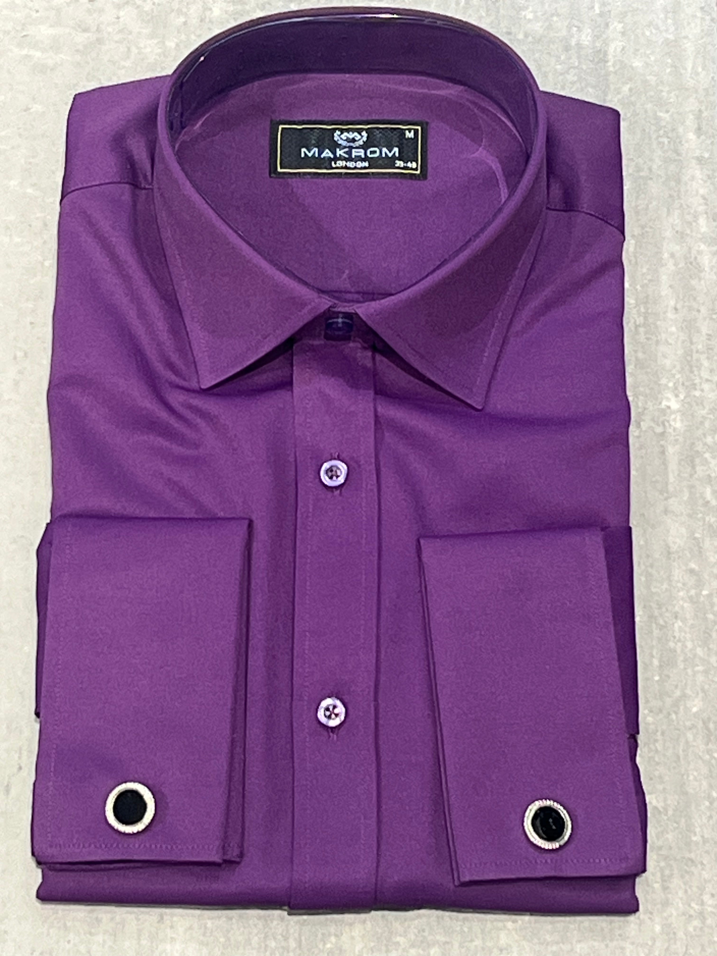 MAKROM PLAIN DOUBLE CUFF SHIRT PURPLE