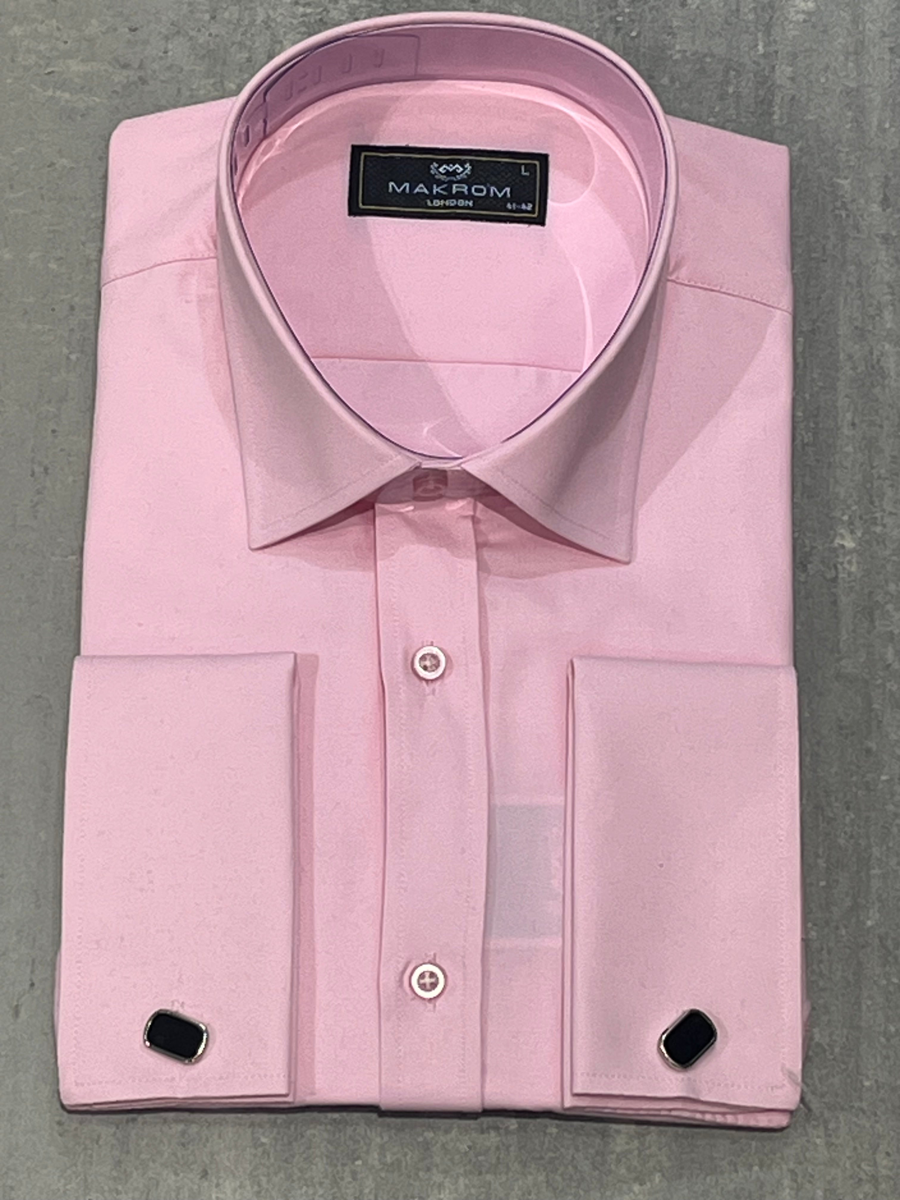 MAKROM PLAIN DOUBLE CUFF SHIRT PINK