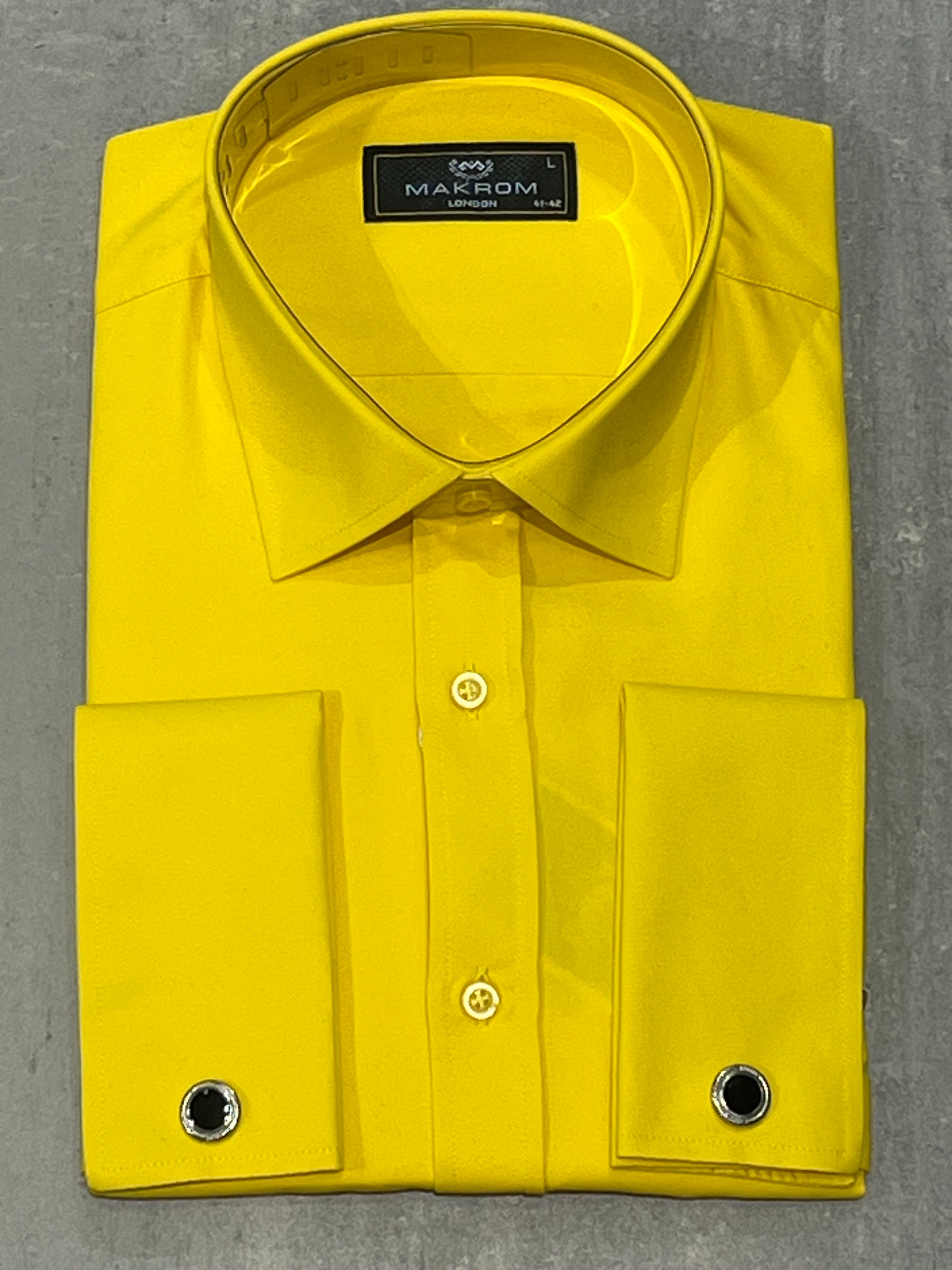 MAKROM PLAIN DOUBLE CUFF SHIRT YELLOW