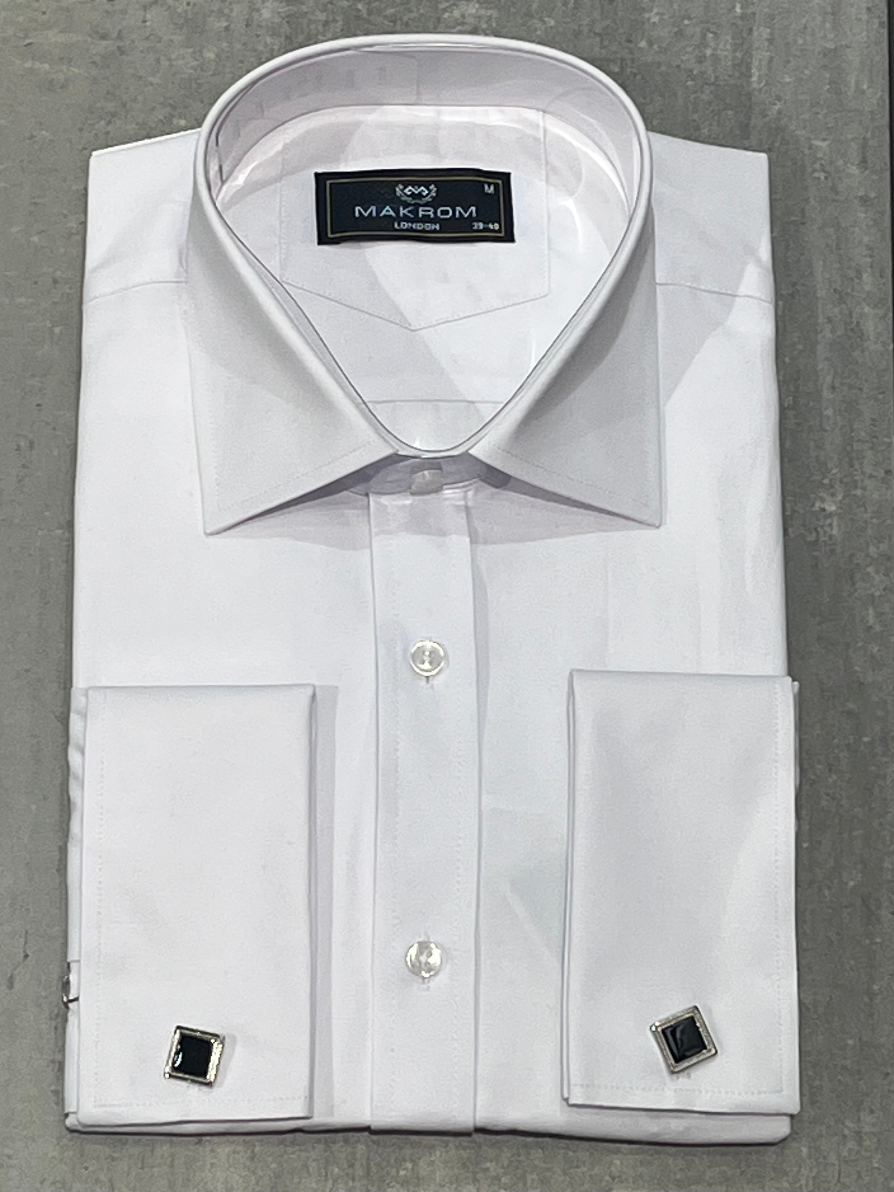 MAKROM PLAIN DOUBLE CUFF SHIRT WHITE