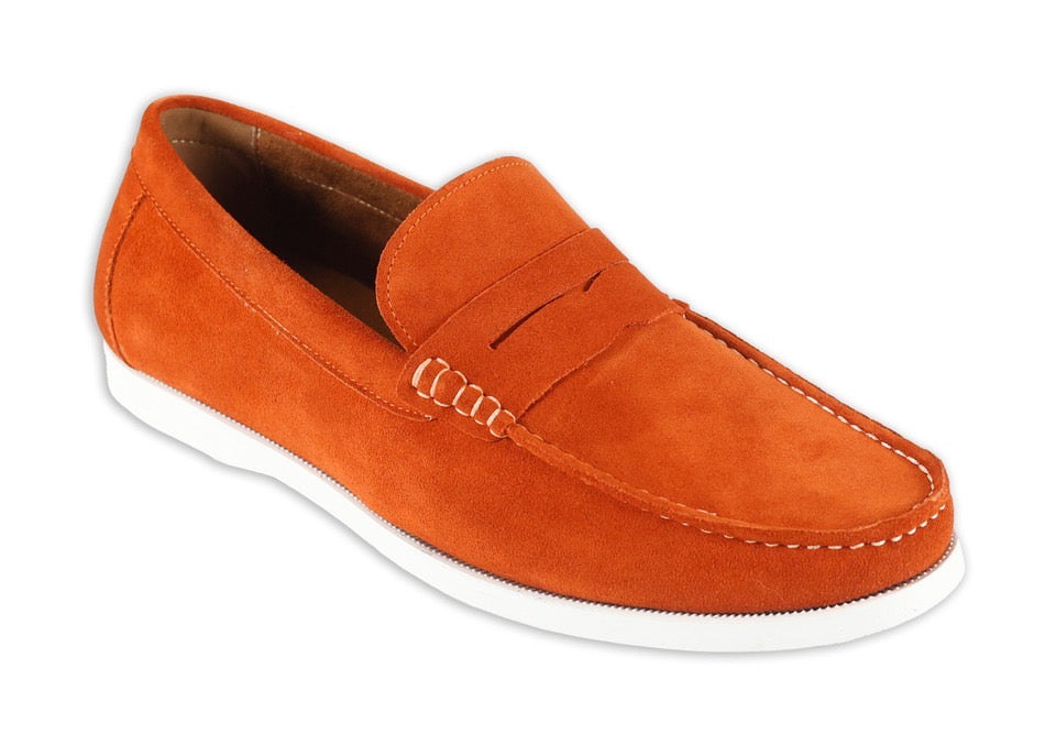 FRONT SUEDE PENNY LOAFERS - DOUG - ORANGE