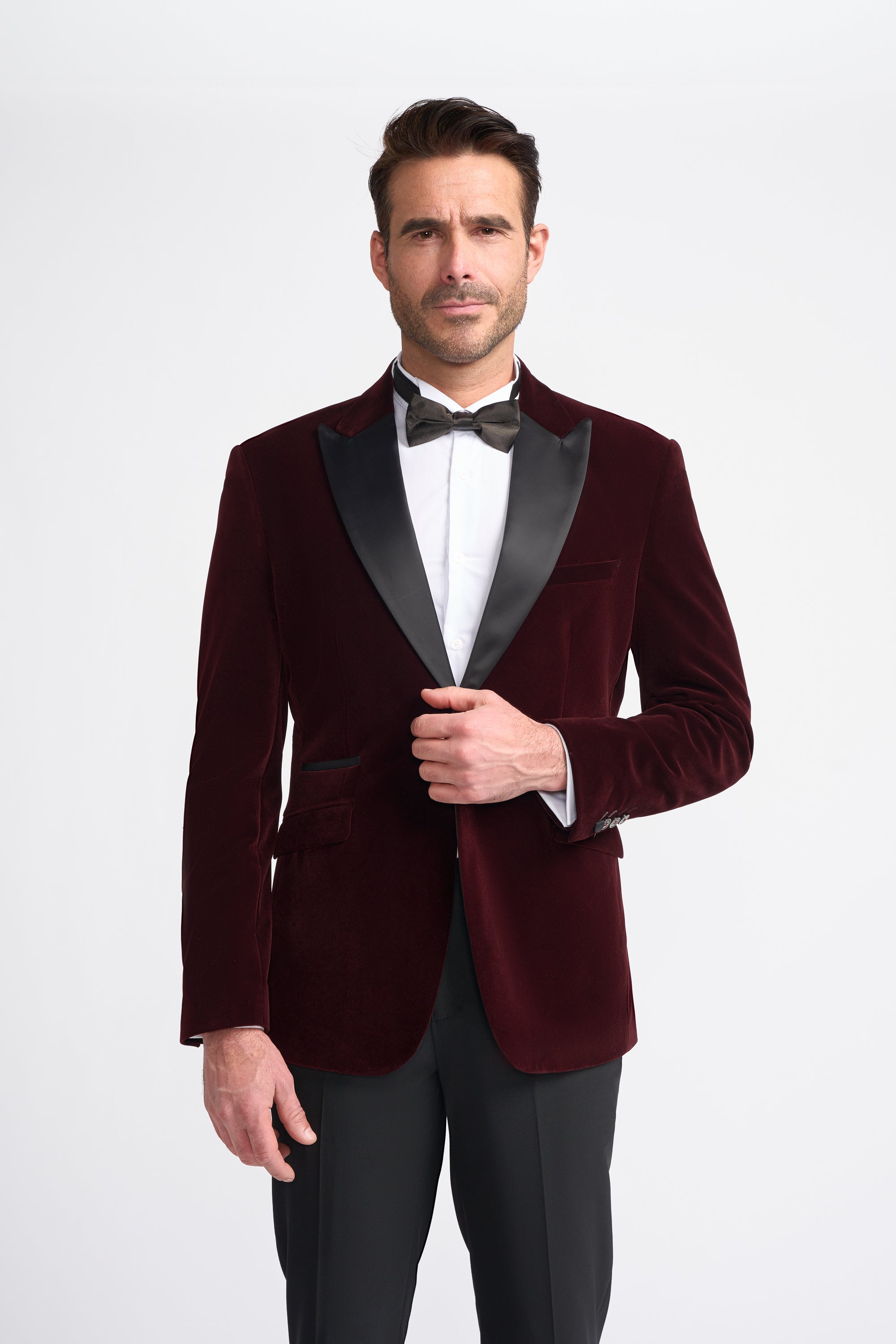 Cavani Rosa Velvet  Blazer-Burgundy
