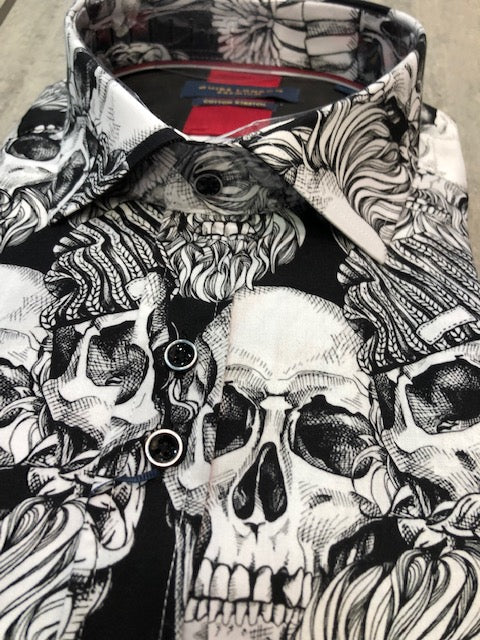 Guide London Black & White Skull Shirt LS76172